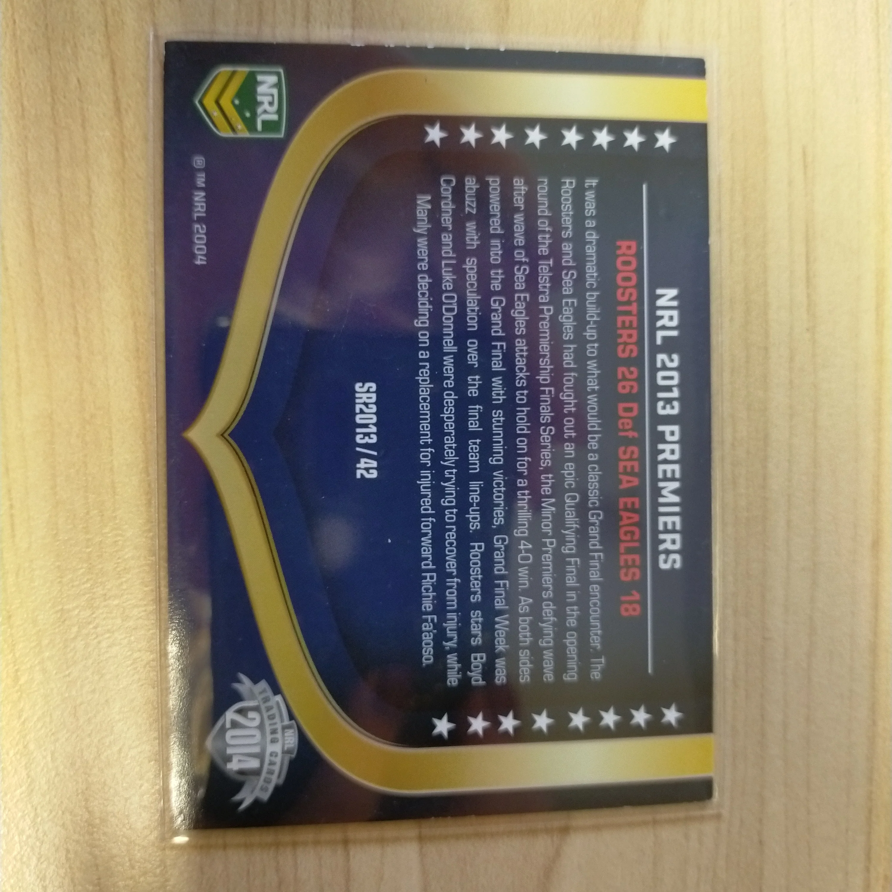2014 NRL Trading Cards Premiership Set Sydney Roosters 2013 Premiers 3 Card Set - Image 3
