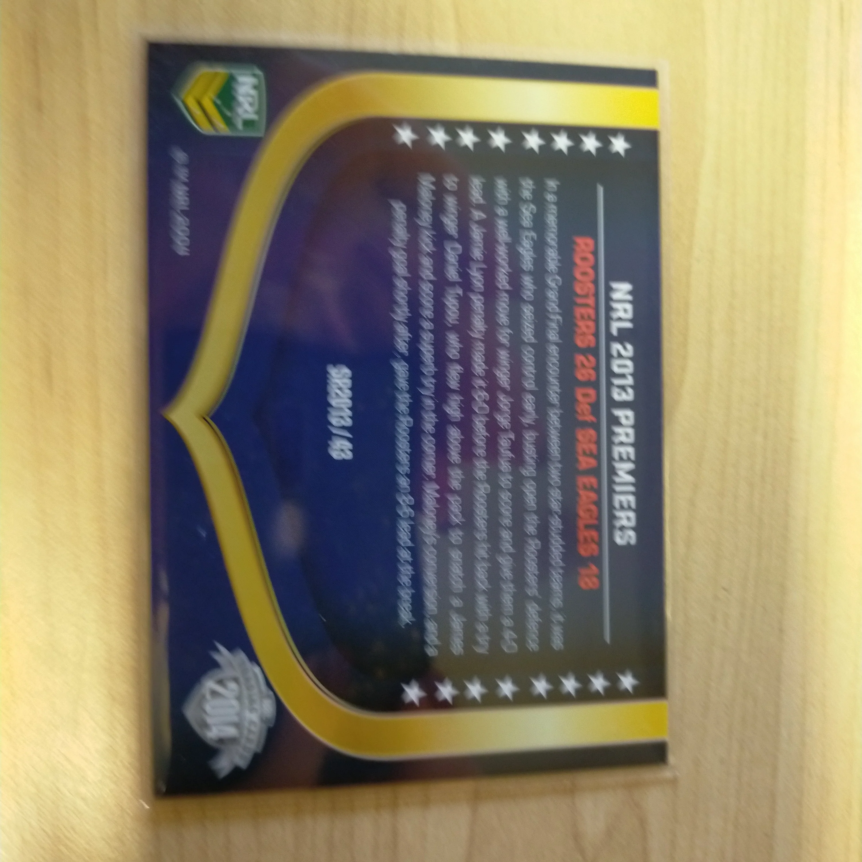 2014 NRL Trading Cards Premiership Set Sydney Roosters 2013 Premiers 3 Card Set - Image 5