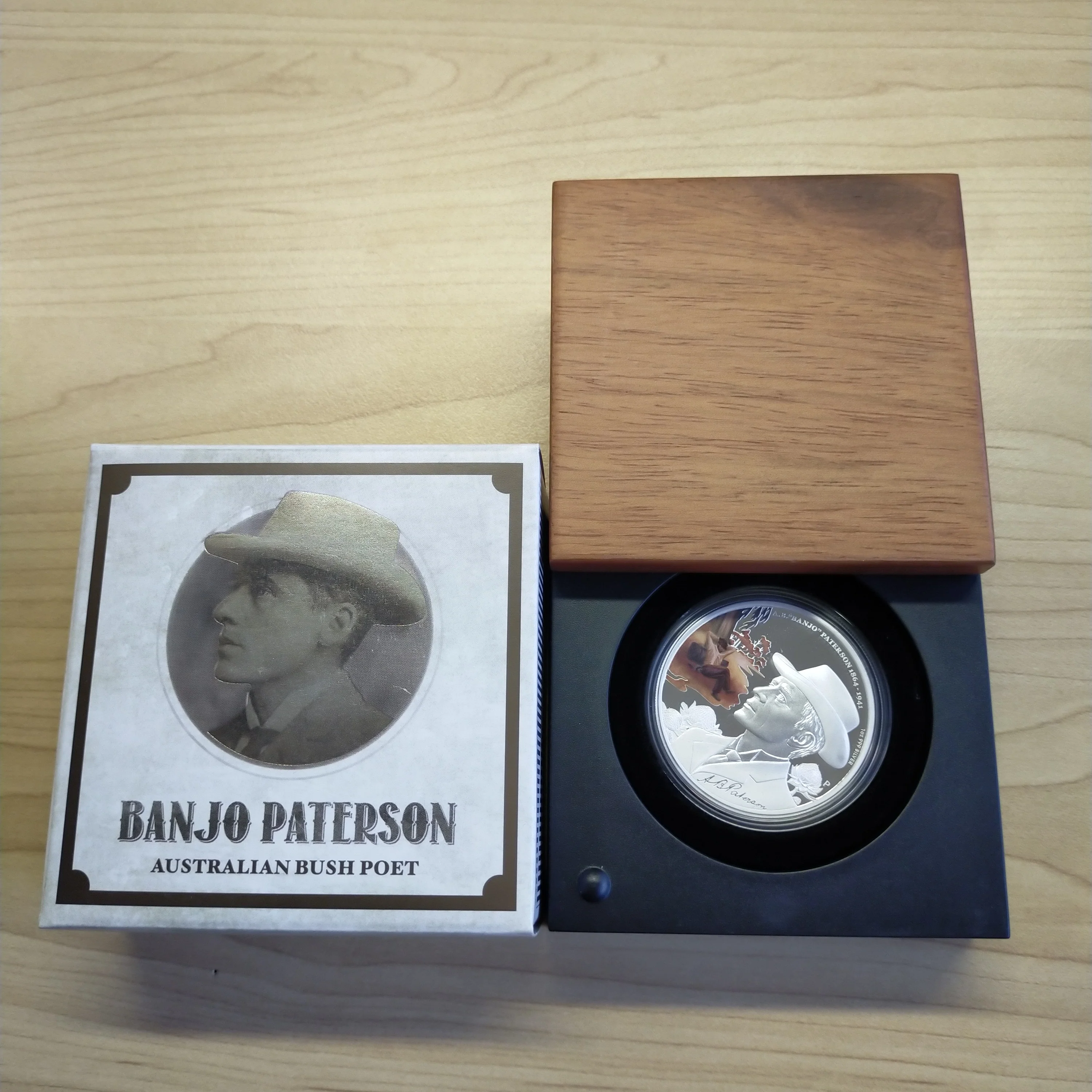 Australia 2014 Perth Mint $1 Banjo Paterson Australian Bush Poet 1oz .999 Proof Silver Coin