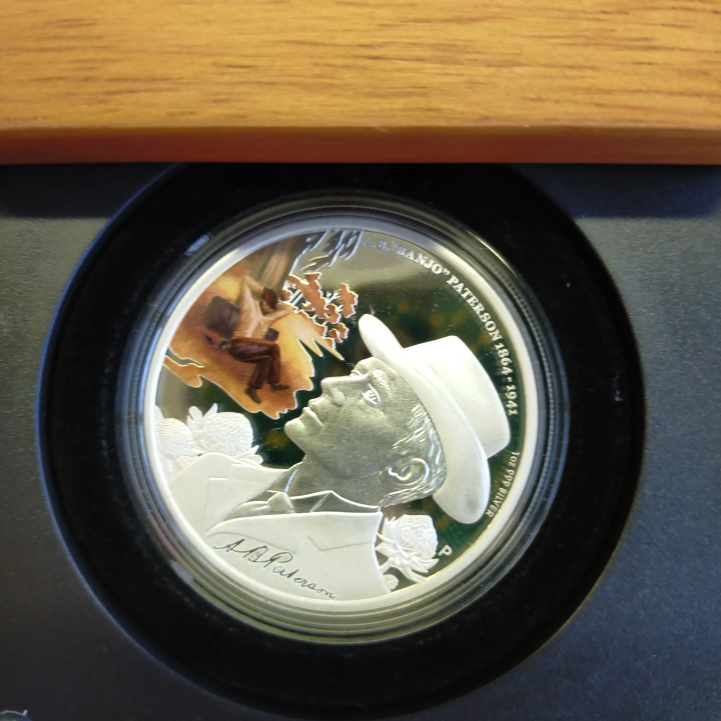 Australia 2014 Perth Mint $1 Banjo Paterson Australian Bush Poet 1oz .999 Proof Silver Coin - Image 2