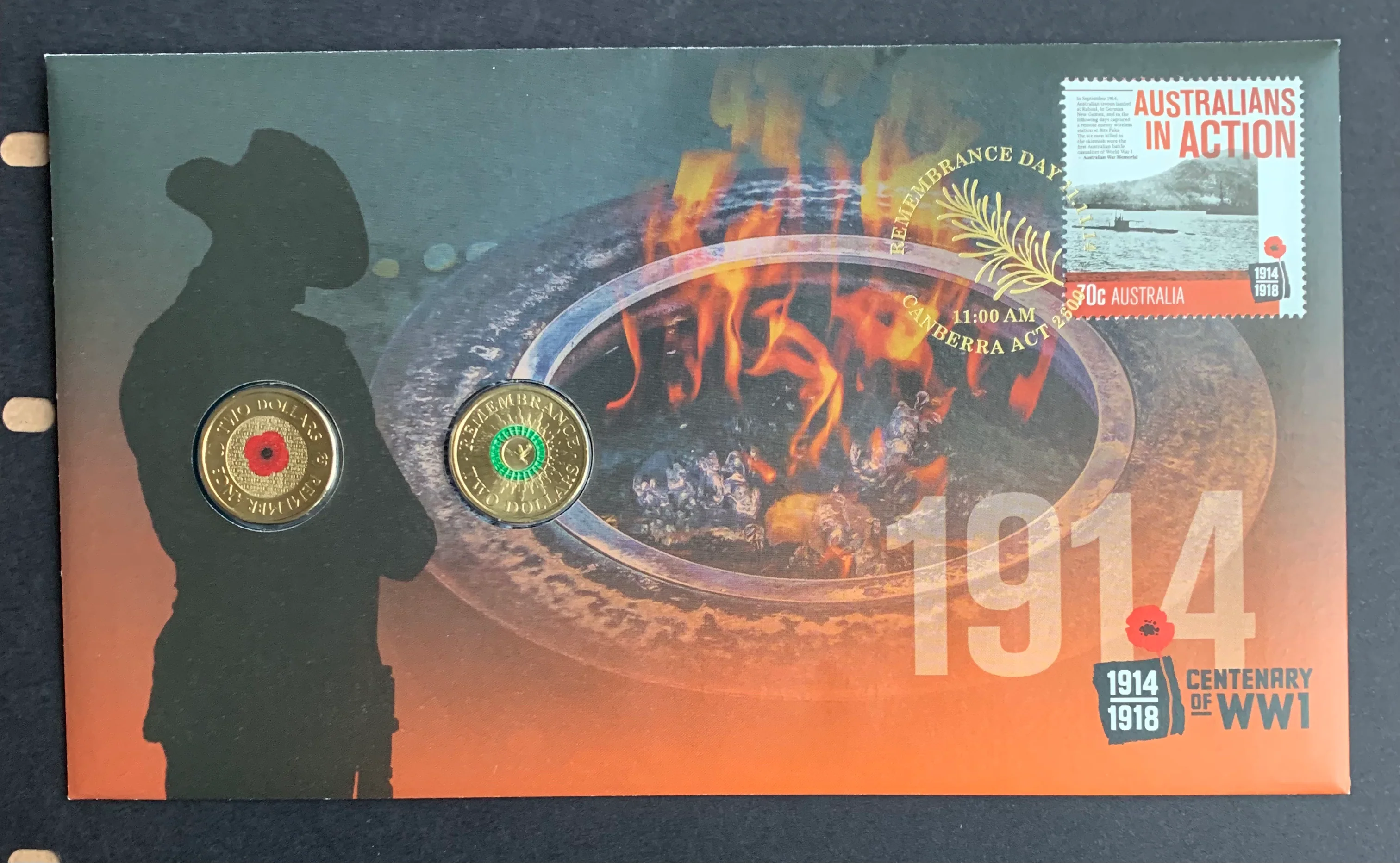 2014 Remembrance Day $2 Coloured Coins 2012 Poppy "C" mintmark $2 & 2014 $2 Ballot PNC
