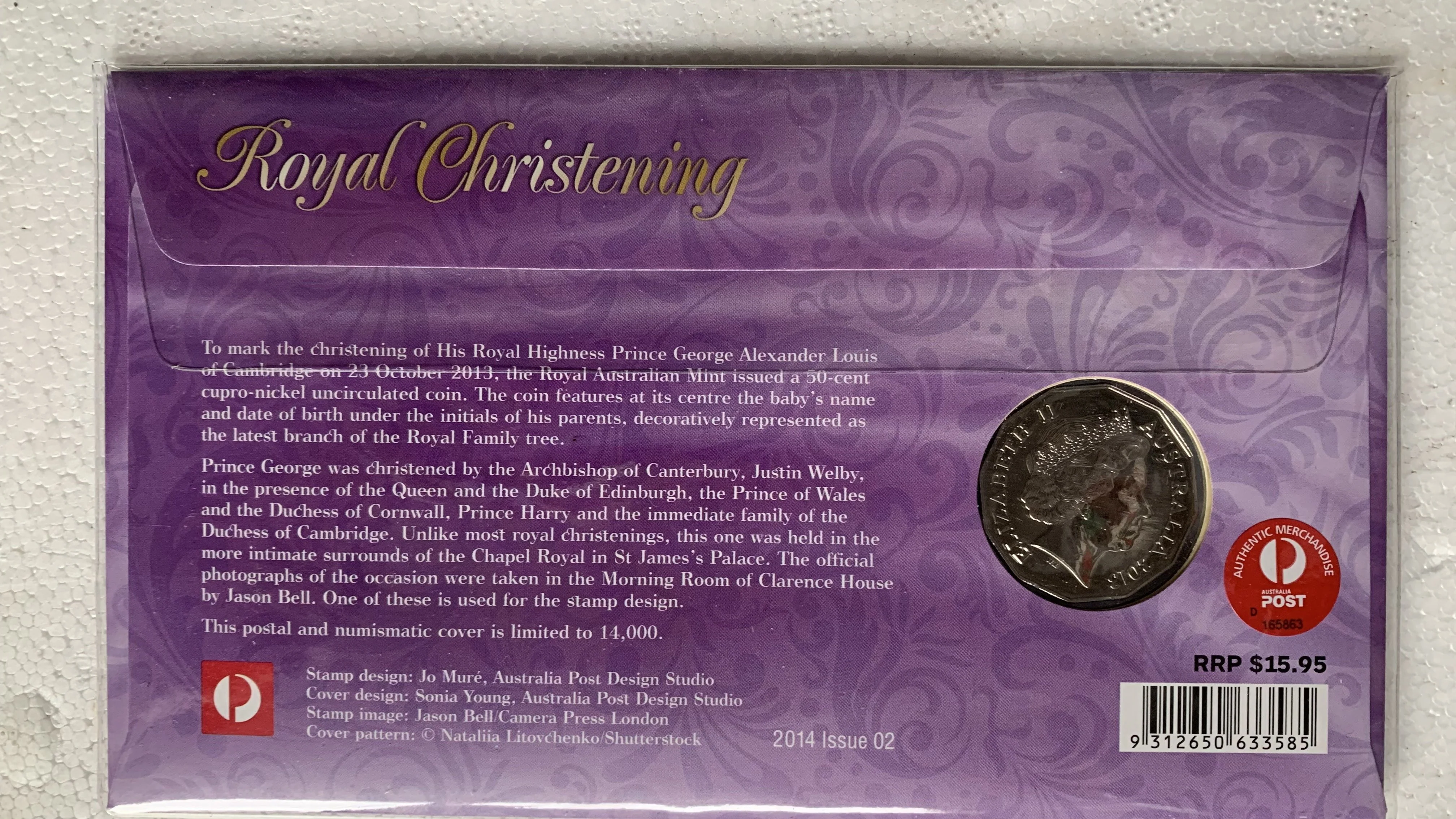 2014 Royal Christening PNC 50c coin cover - Image 2