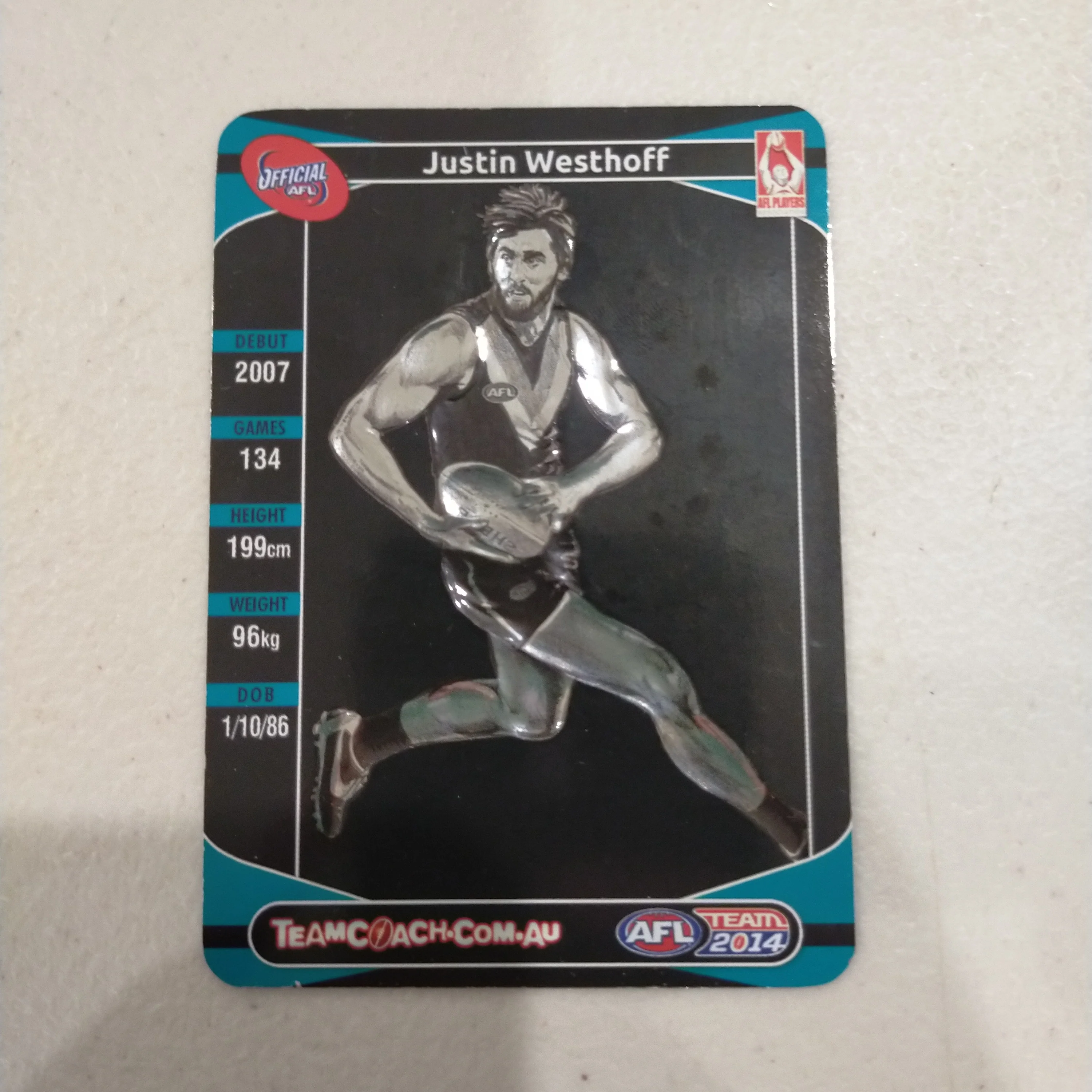 2014 Teamcoach Star Wildcard Justin Westhoff Port Adelaide SW-13 - Image 2