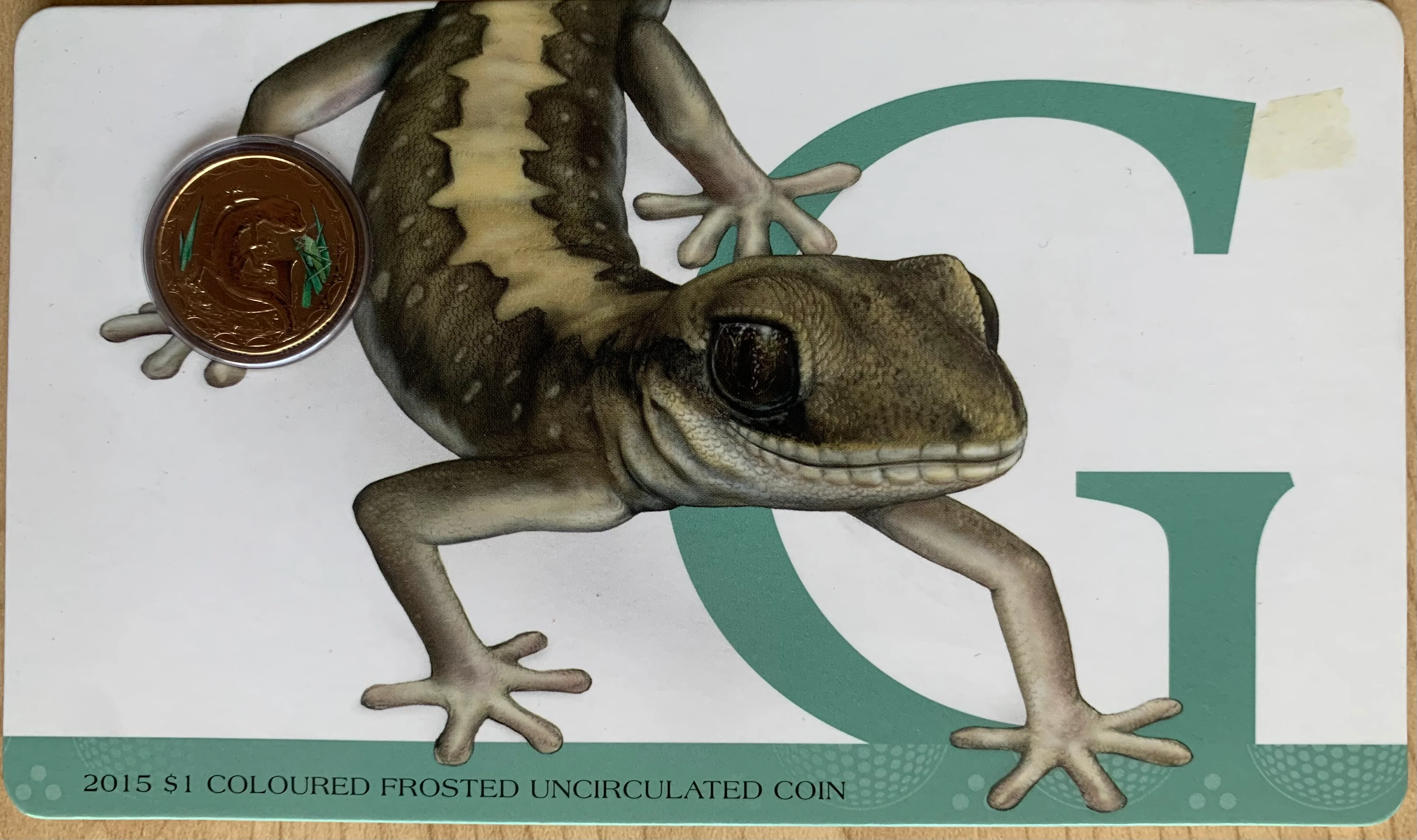 2015 Aussie Alphabet Coloured $1 coins "G" Gecko