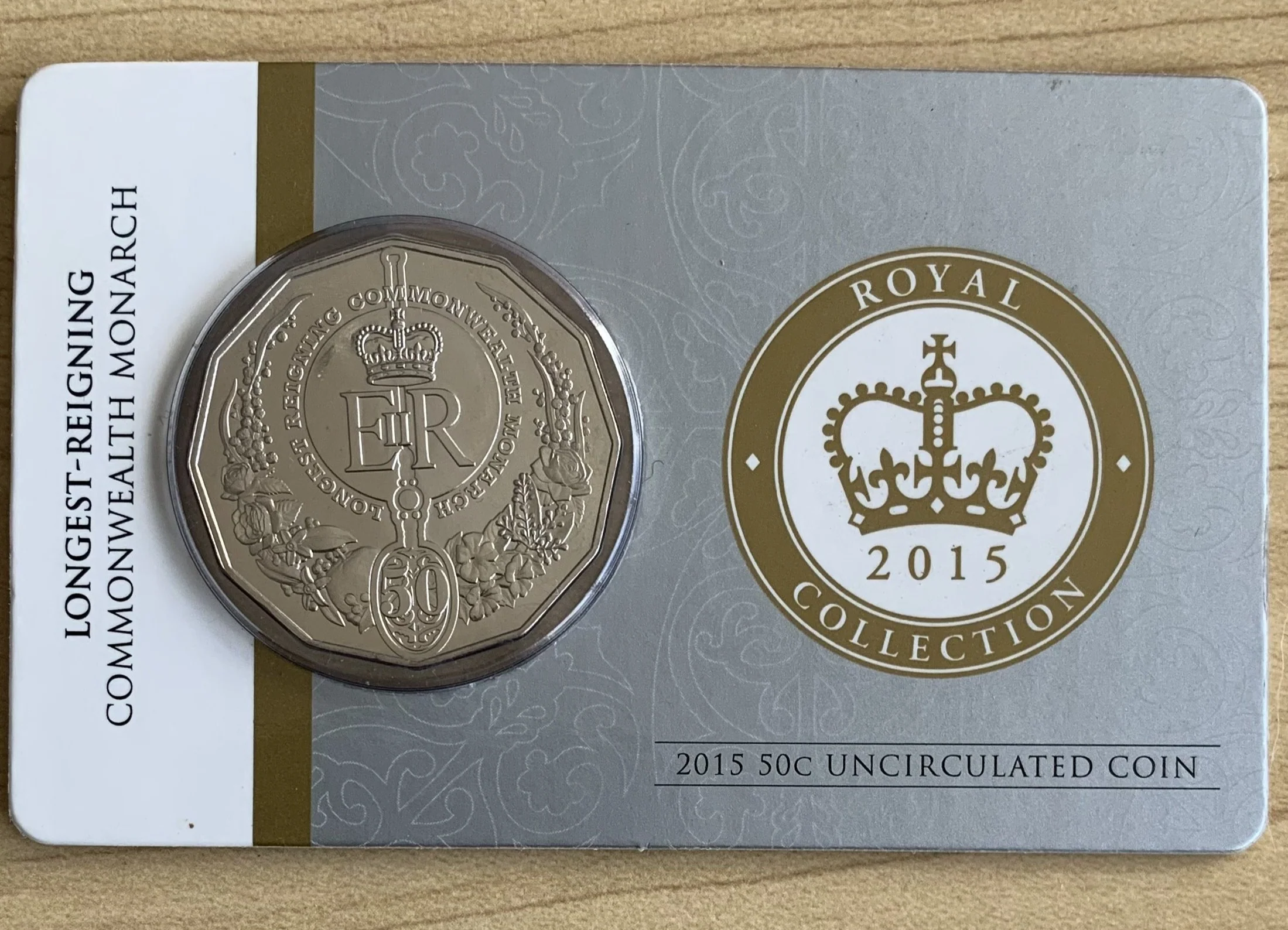 Australia 2015 50c Fifty cents Longest Reigning Monarch Uncirculated Coin