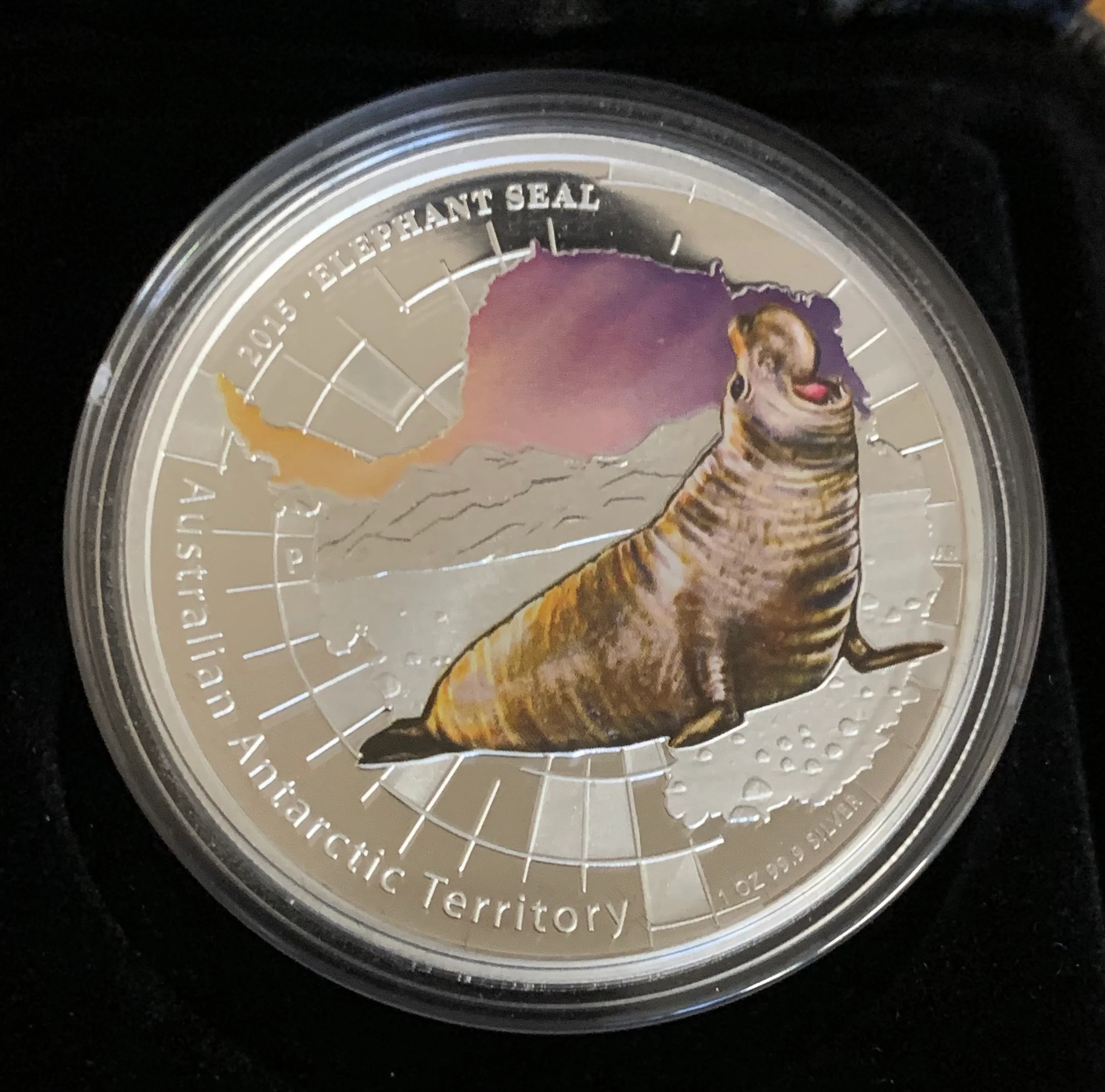 Australia Antarctic 2015 Perth Mint Australian Antarctic Territory Elephant Seal $1 1oz .999 Silver Proof Coin - Image 3