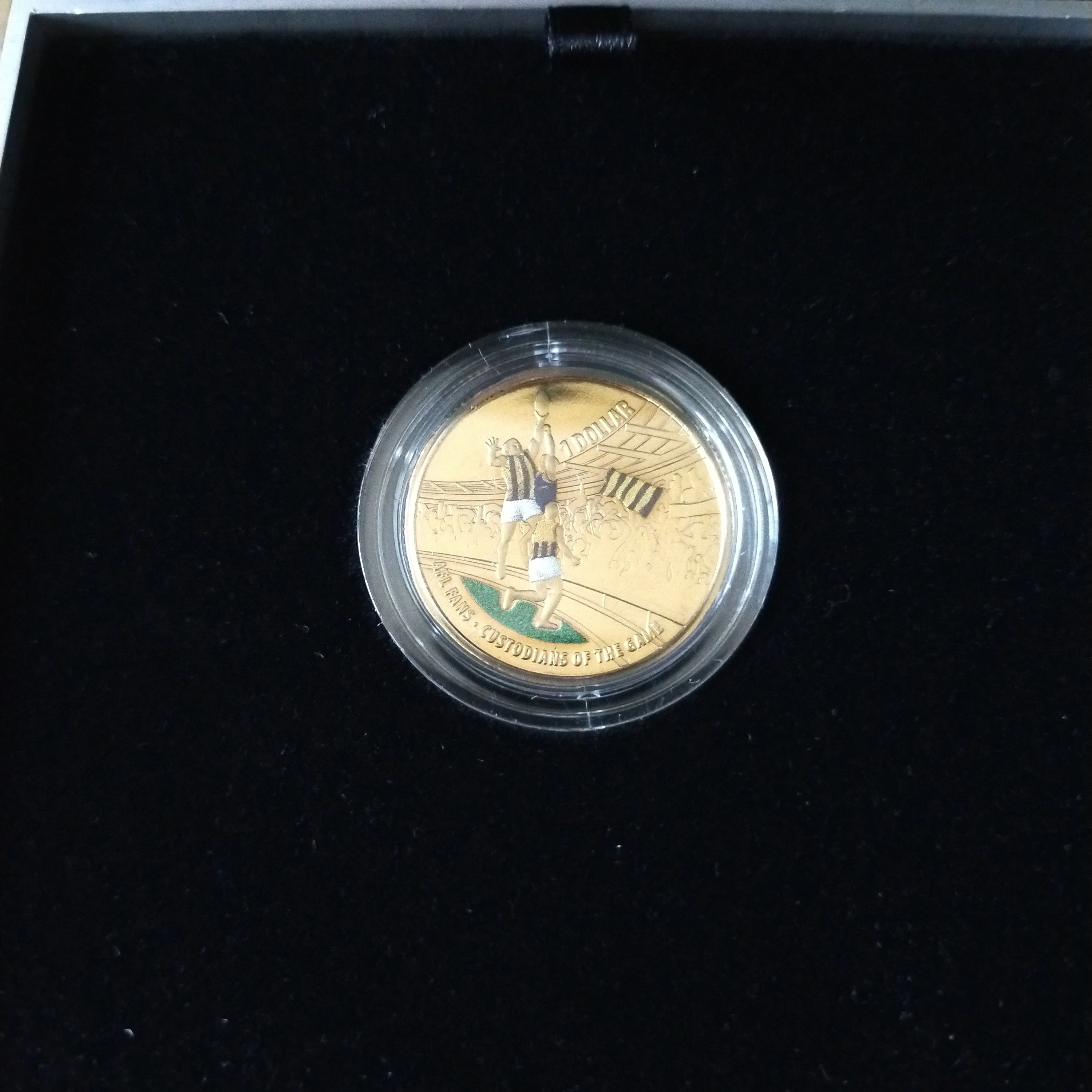 2015 RAM $1 Toyota AFL Premiers Hawthorn Football Club Ballot Coloured Frosted Coin - Image 3