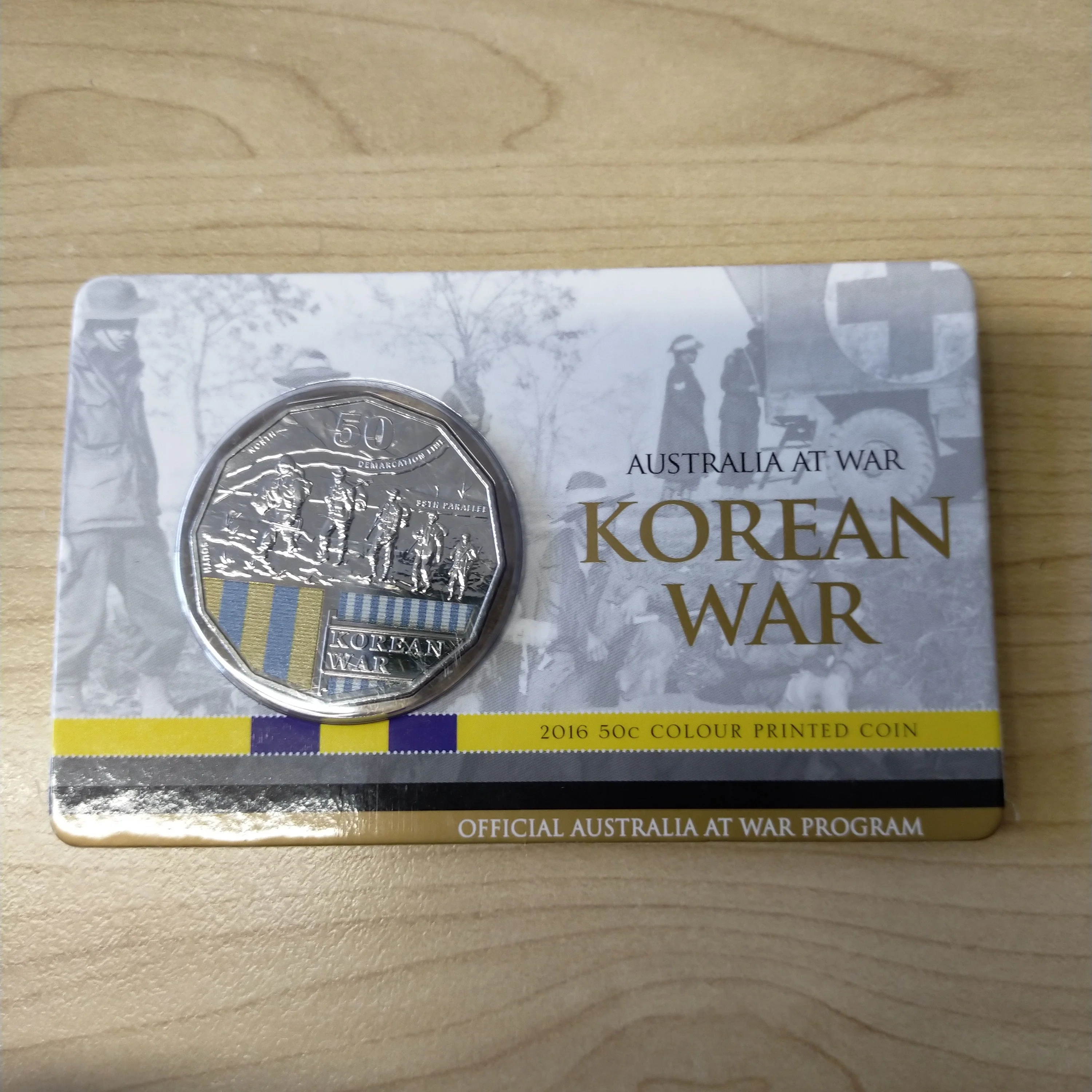 Australia 2015 RAM 50c Fifty Cents Australia at War Korean War Coloured Coin