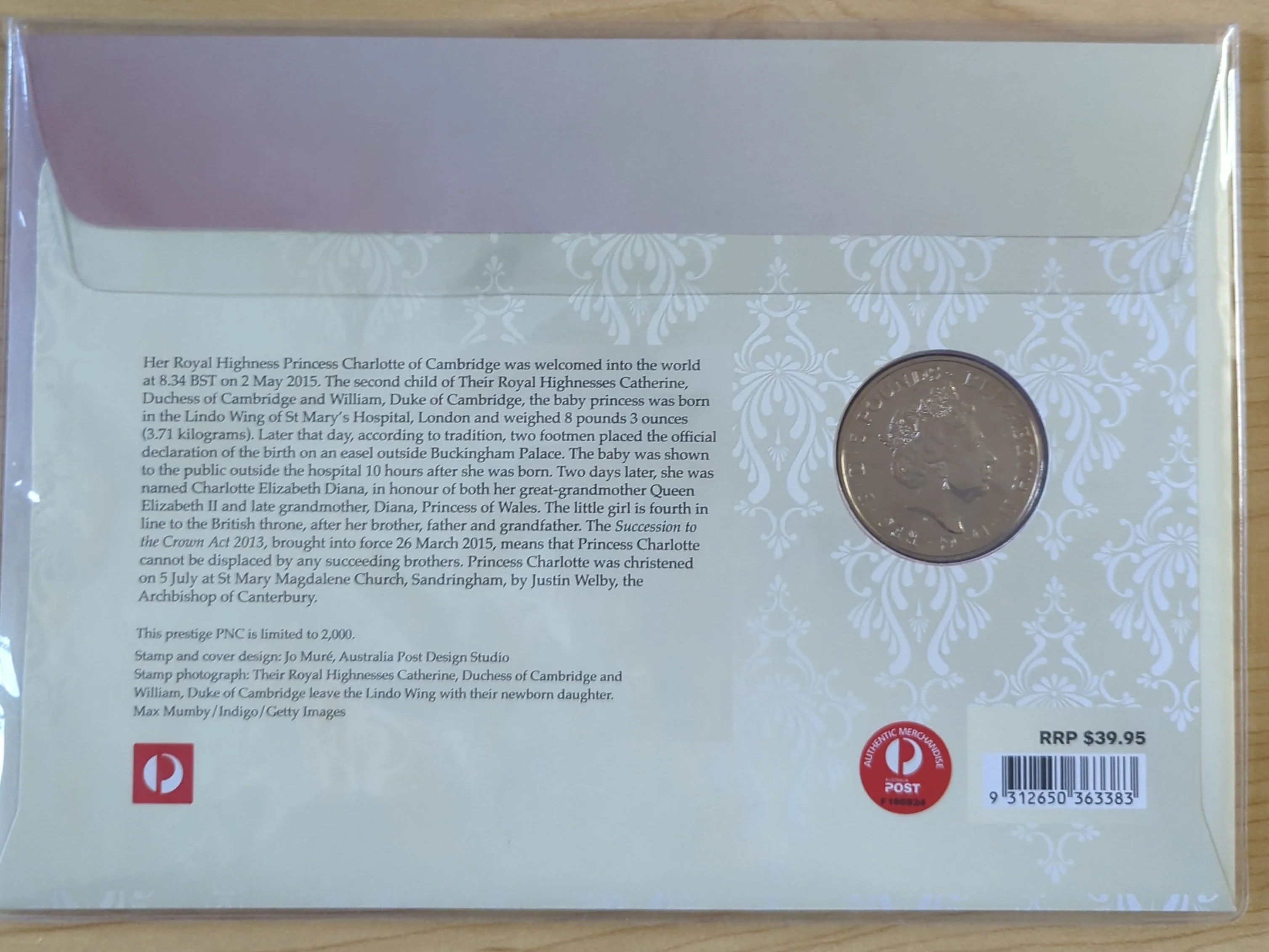 Australia GB Great Britain 2015 The Birth of a Prince PNC £5 Pounds - Image 2