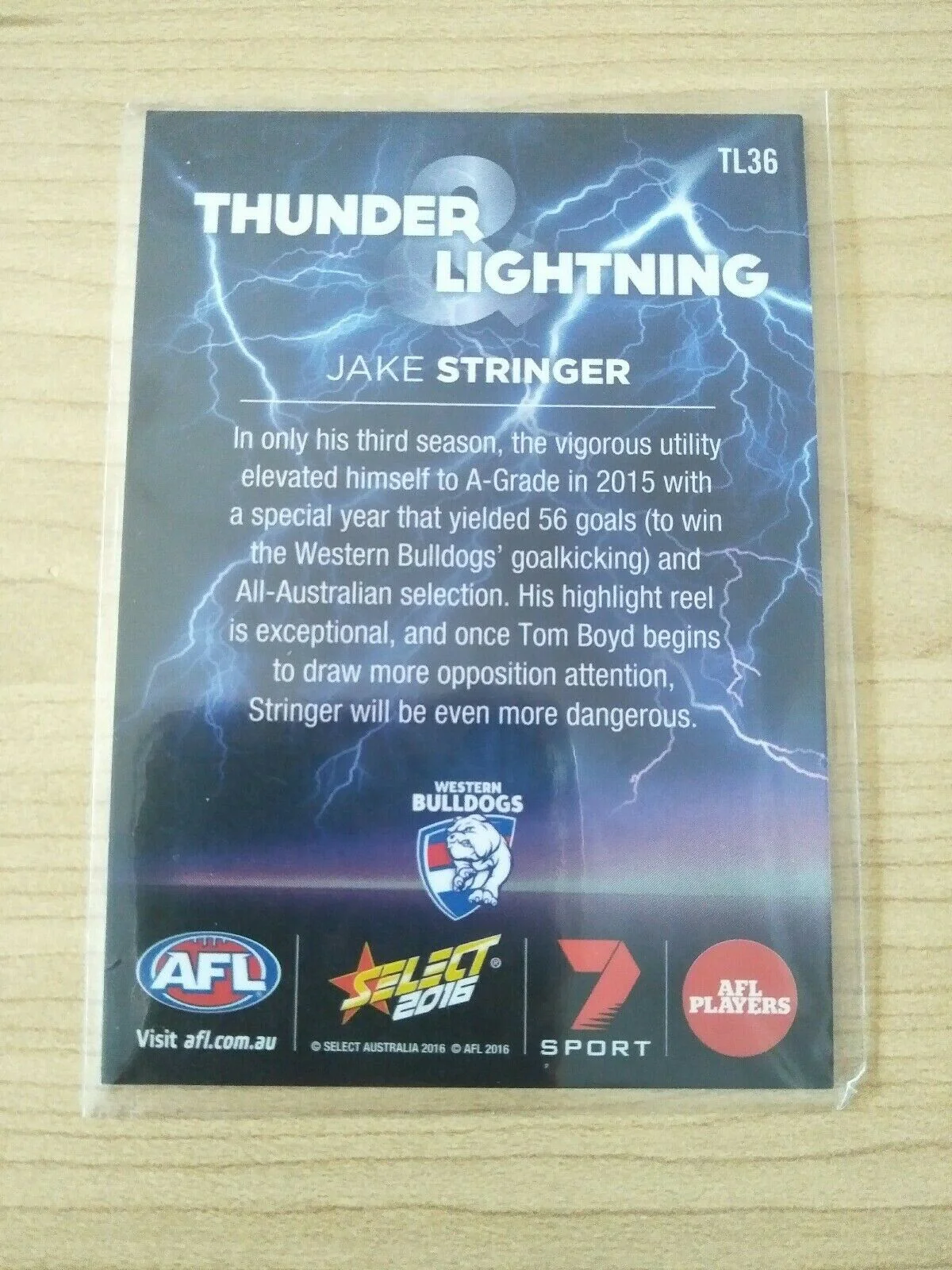 2016 AFL Footy Stars Thunder & Lightning Jake Stringer Western Bulldogs - Image 2