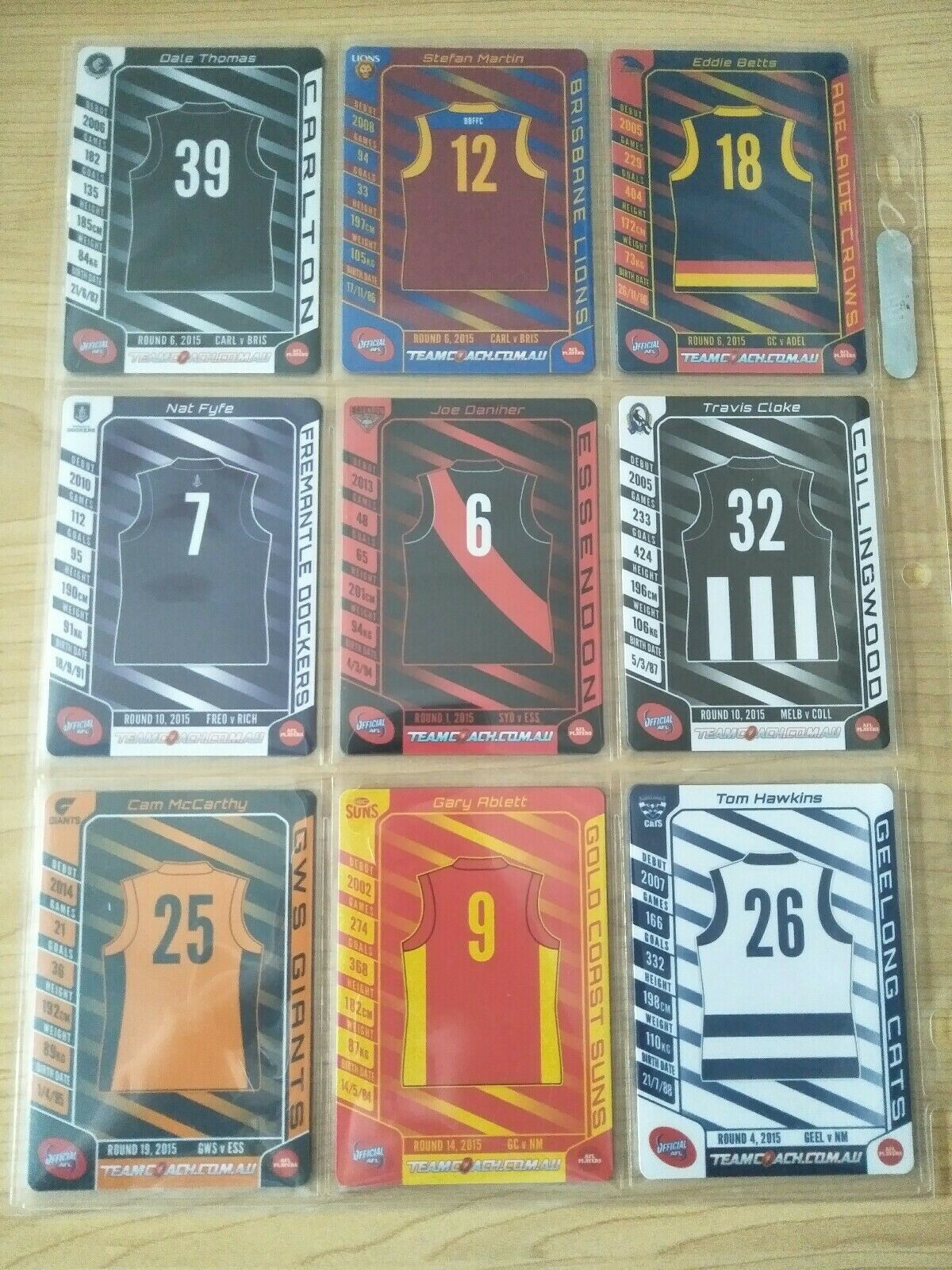 2016 AFL Teamcoach Footy Flix Complete Set Of 18 Cards - Image 2