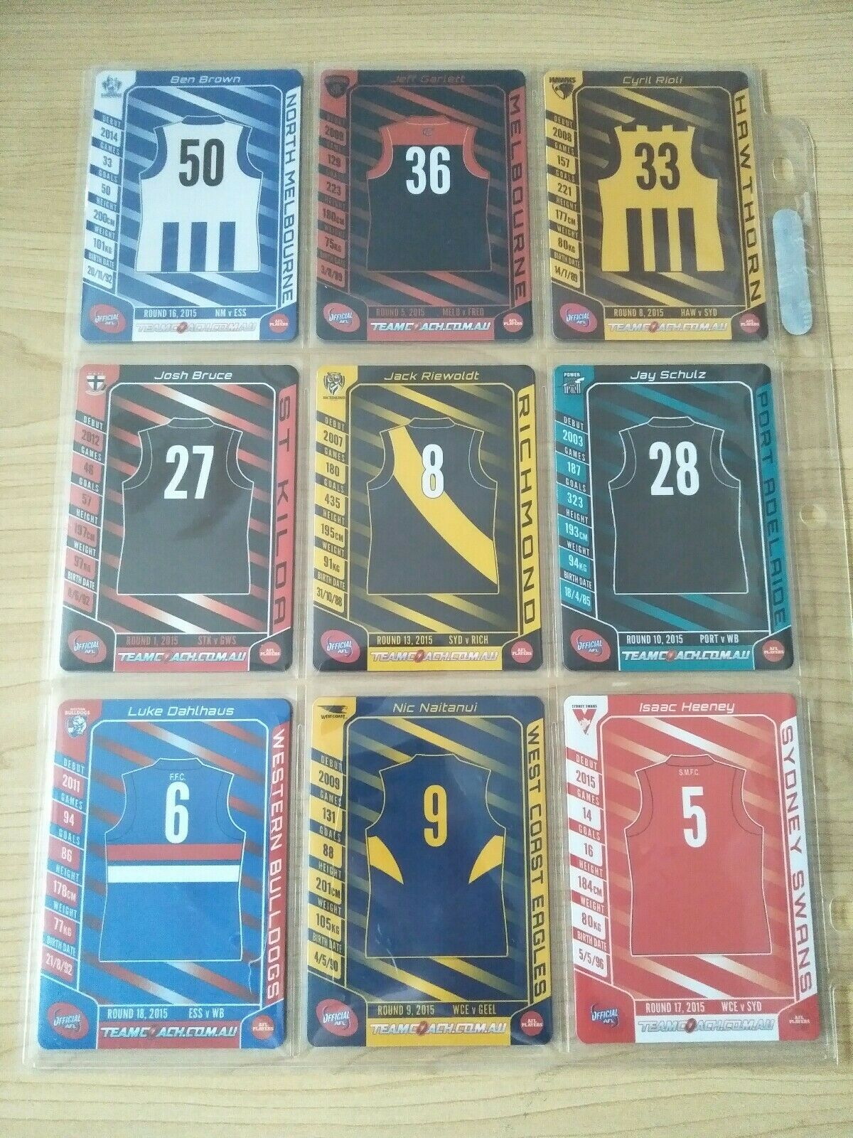 2016 AFL Teamcoach Footy Flix Complete Set Of 18 Cards - Image 4