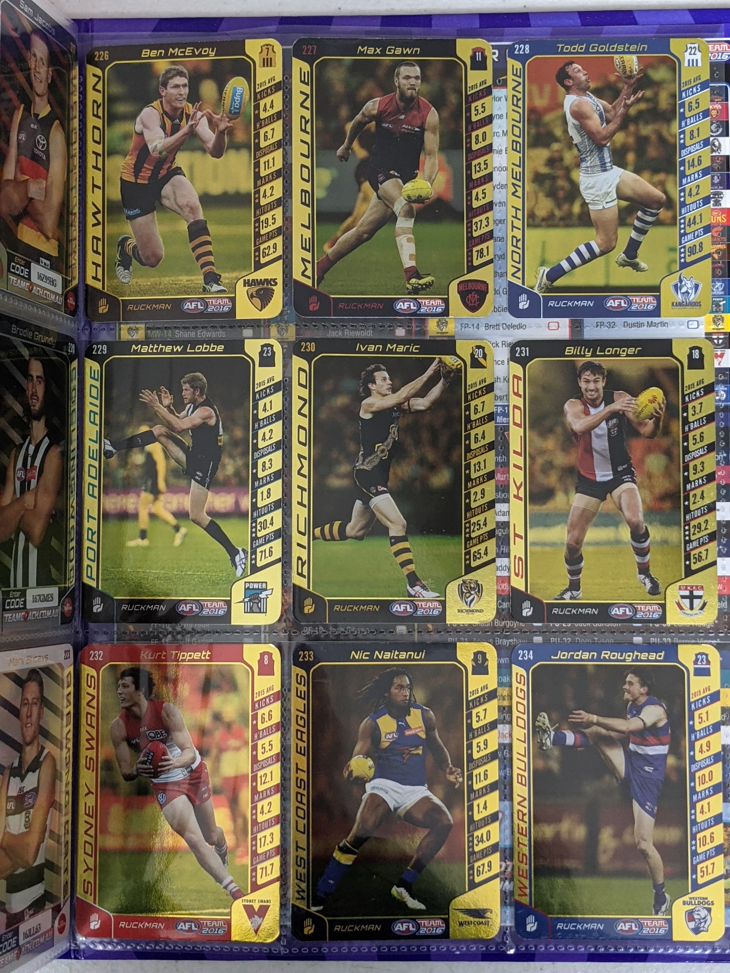 2016 AFL Teamcoach Gold Card Set in Album - Image 5