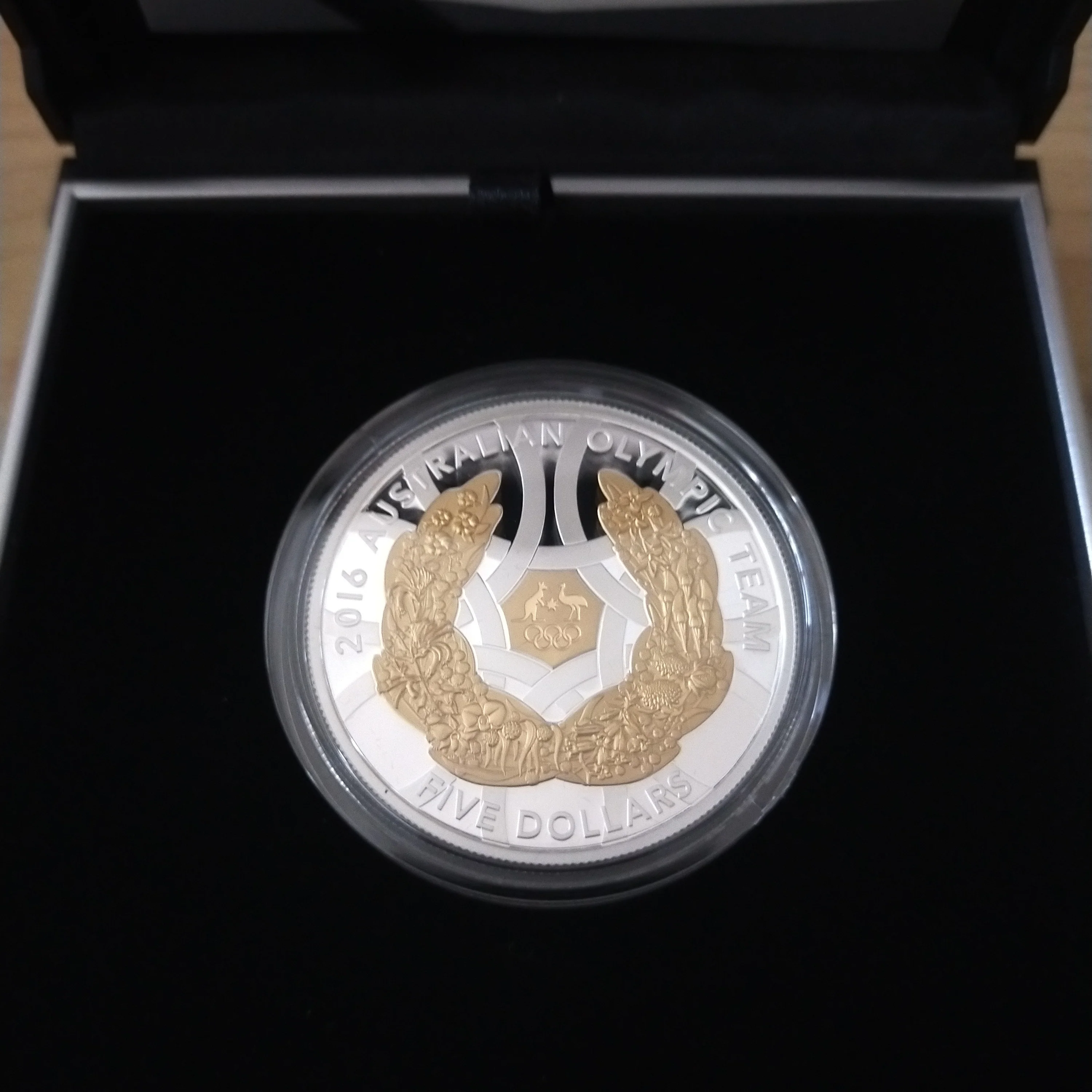 Australia 2016 Royal Australian Mint $5 Olympic Team 1oz Silver Gold Plated Proof Coin - Image 3