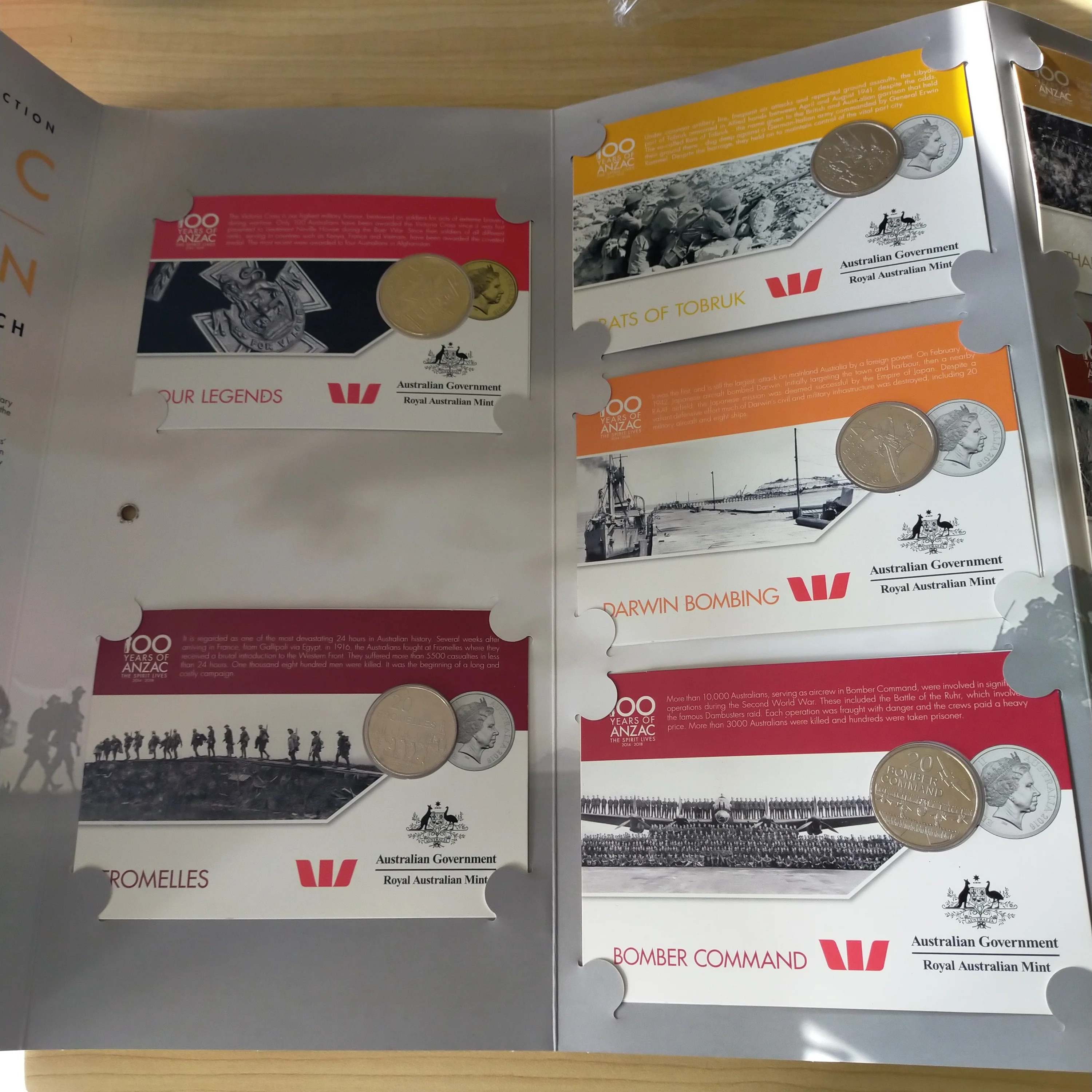 Australia 2016 Royal Australian Mint ANZAC To Afghanistan Military Moments Which Shaped Our Nation Carded Coin Set In Folder - Image 2