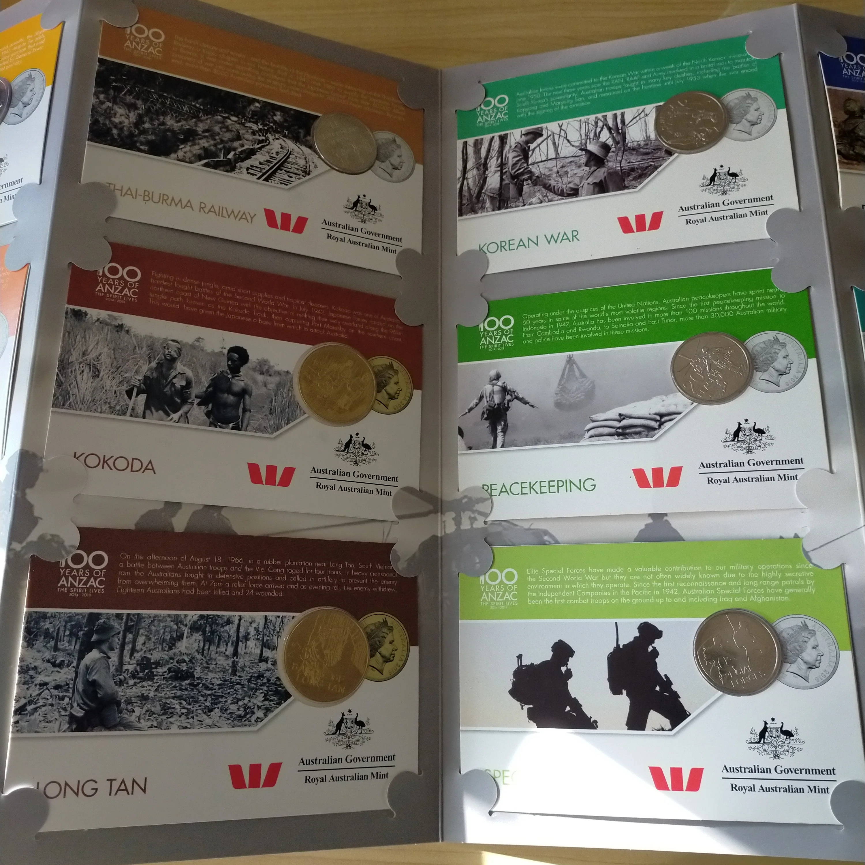 Australia 2016 Royal Australian Mint ANZAC To Afghanistan Military Moments Which Shaped Our Nation Carded Coin Set In Folder - Image 3