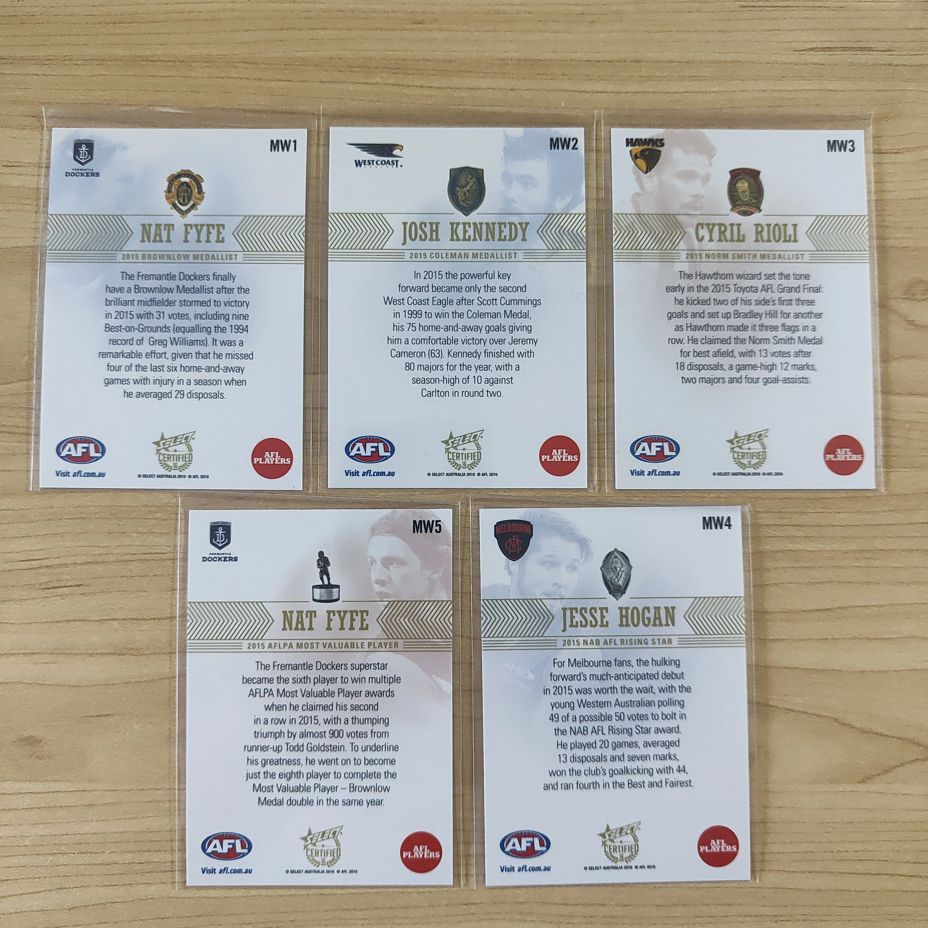 2016 Select Certified Medal Winners Set Complete Set Of 5 Cards - Image 2