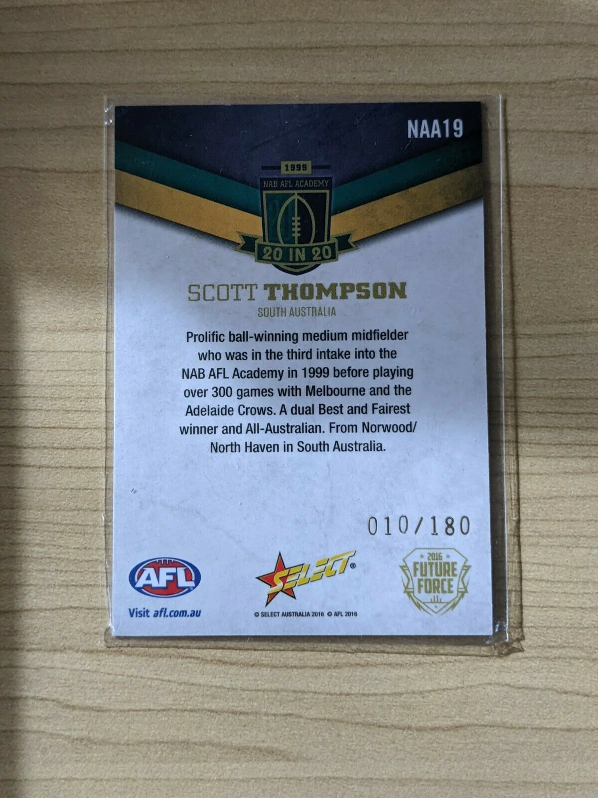 2016 Select Future Force 20 in 20 Scott Thompson Adelaide & Melbourne 10/180 - Image 2