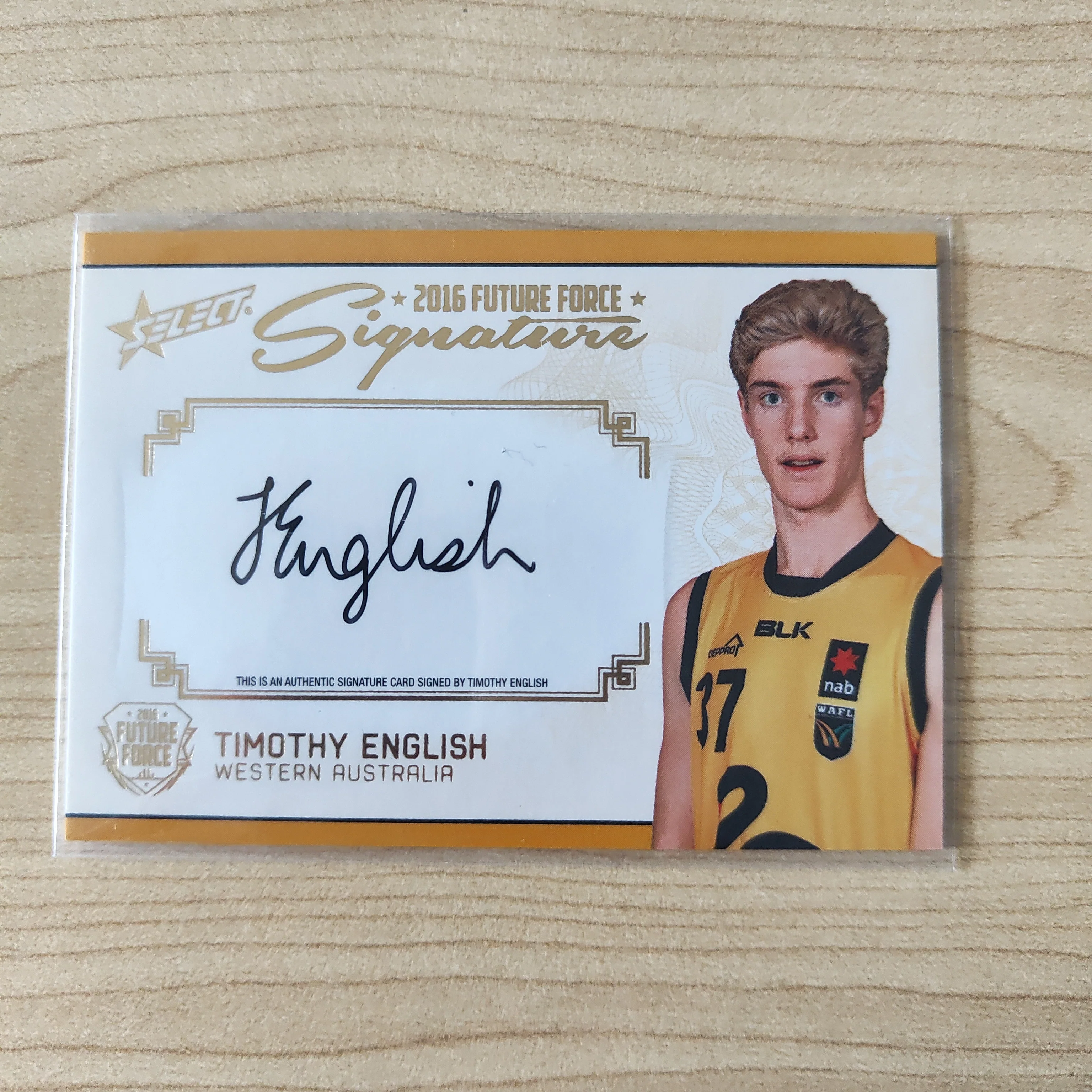 2016 Select Future Force Gold Signature Timothy English Western Bulldogs LOW NUMBER No.003/200