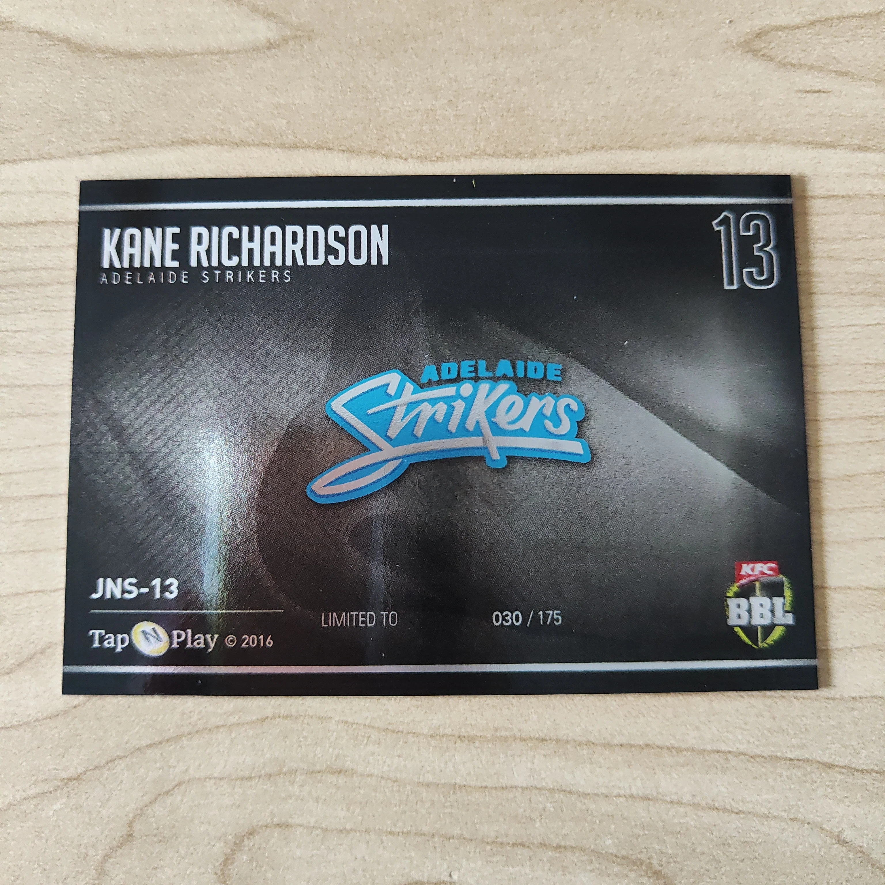 2016 Tap n Play BBL Kane Richardson Silver Cricket Australia Card - Image 2