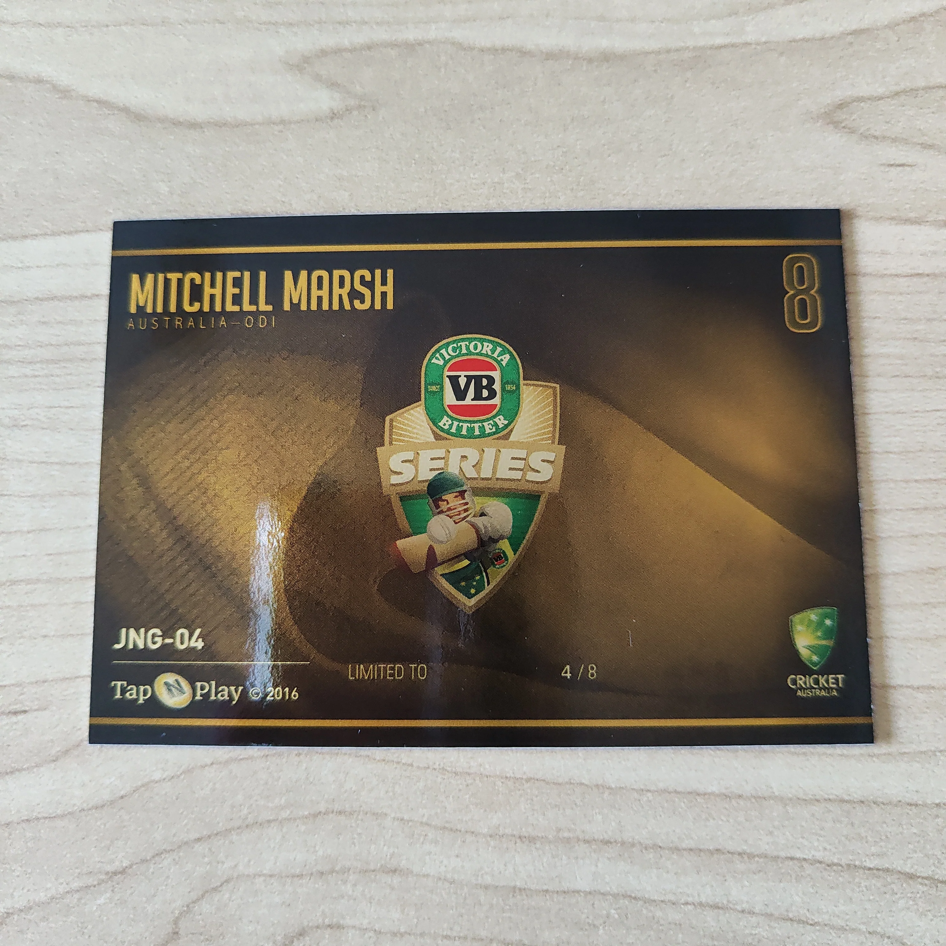 2016 Tap n Play VB Series Mitchell Marsh Gold Cricket Australia Card No.4/8 - Image 2