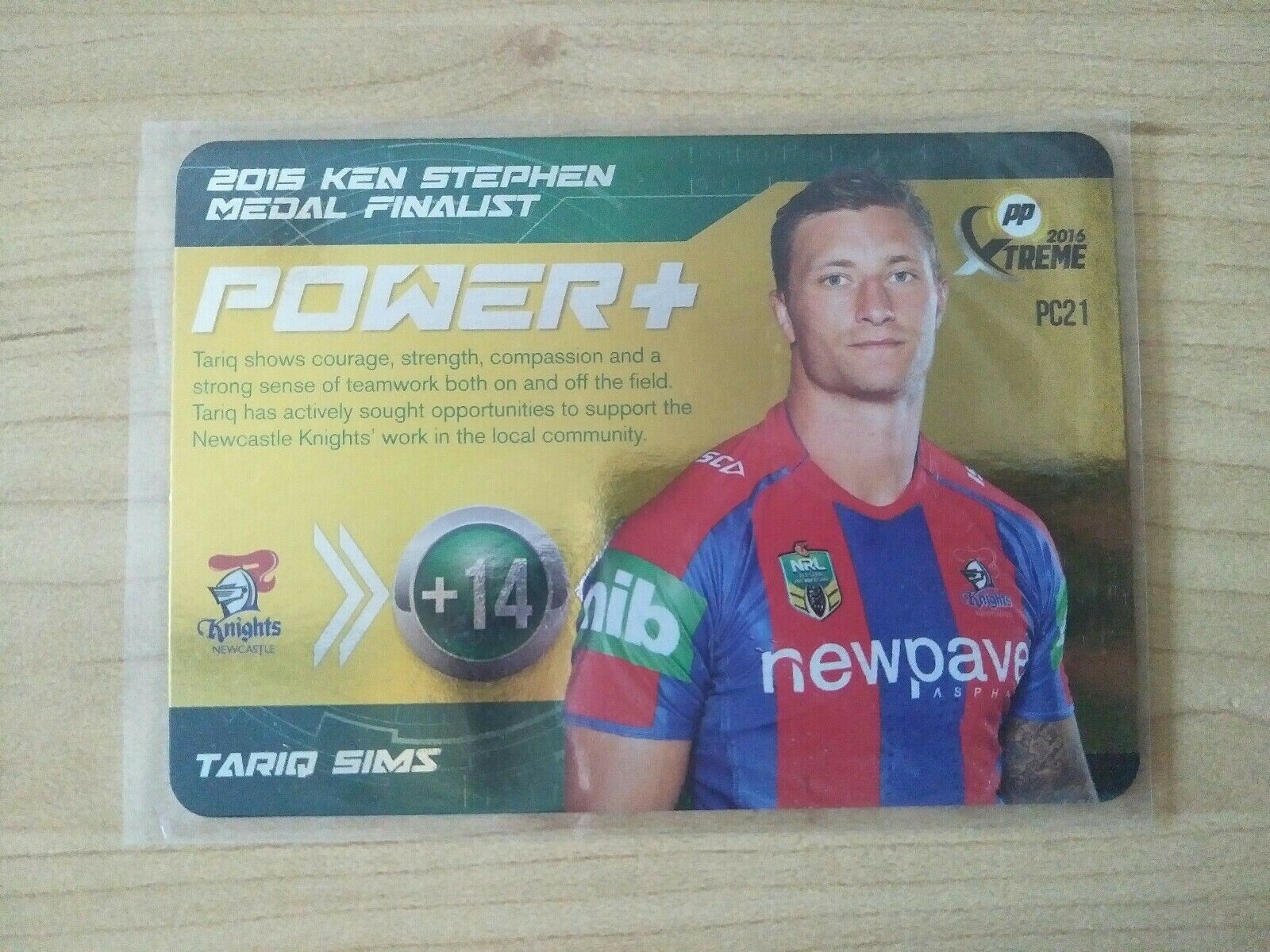 2016 TLA NRL Xtreme Powerplay Power Card PC21 Tariq Sims Knights