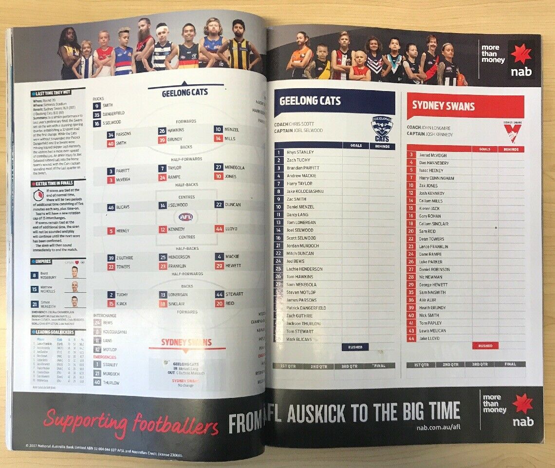 2017 2nd Elimination Final AFL Football Record Geelong Cats V Sydney Swans - Image 3