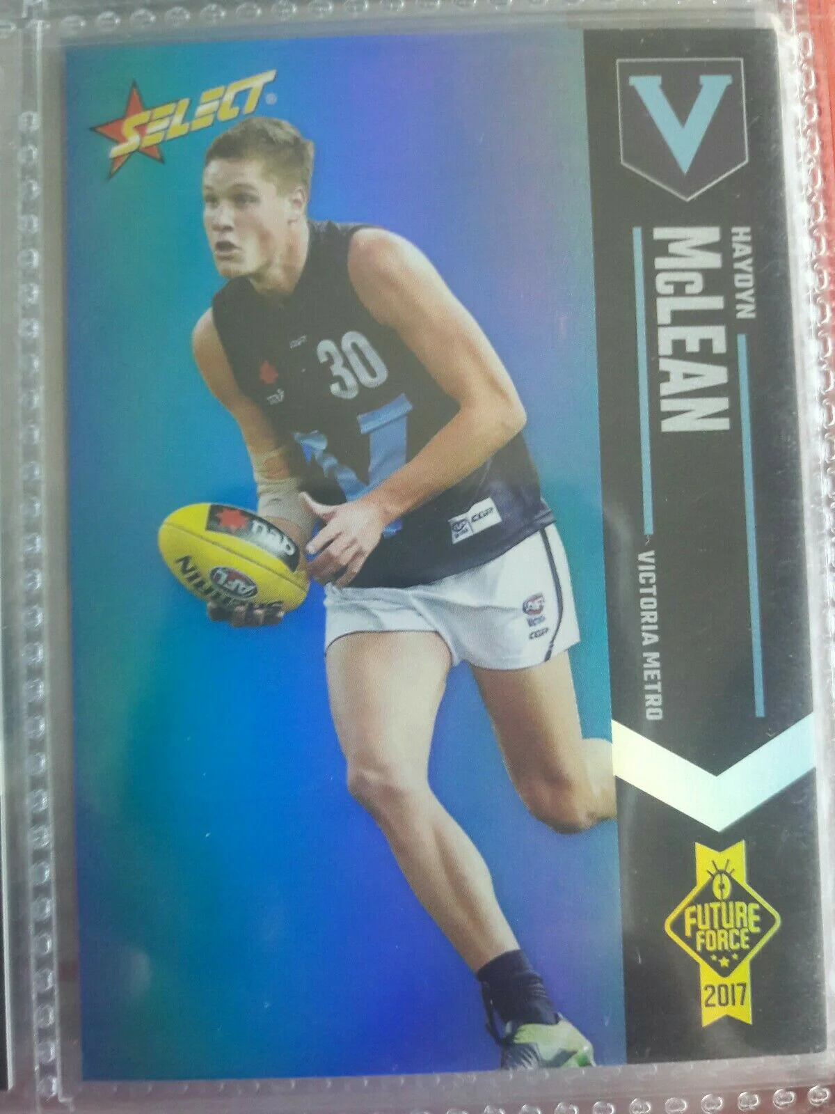 2017 AFL FUTURE FORCE CARD BLUE PARALLEL NO.79 HAYDEN McLEAN #013/110