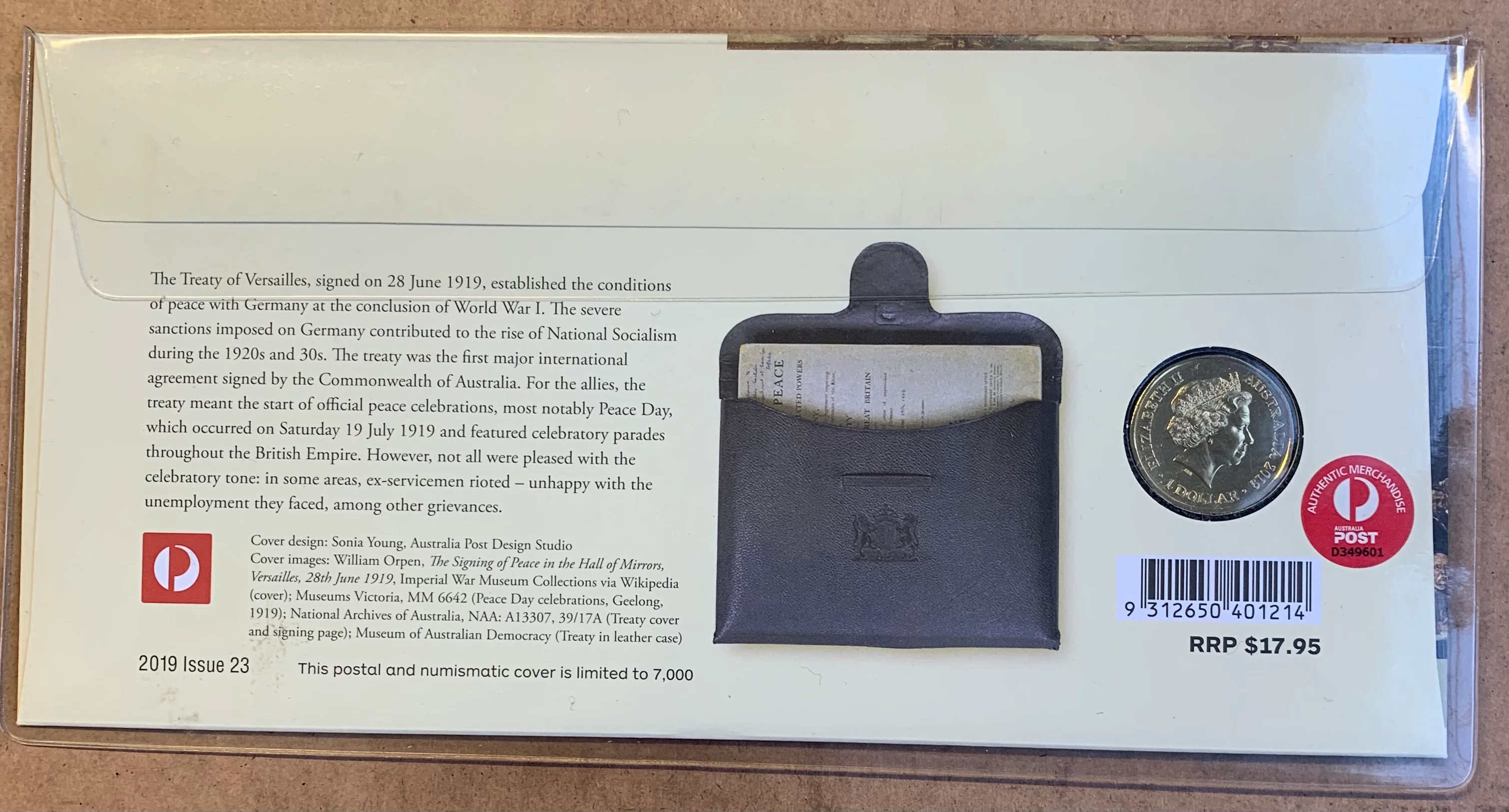 Australia 2019 $1 Versailles Centenary PNC - Image 2