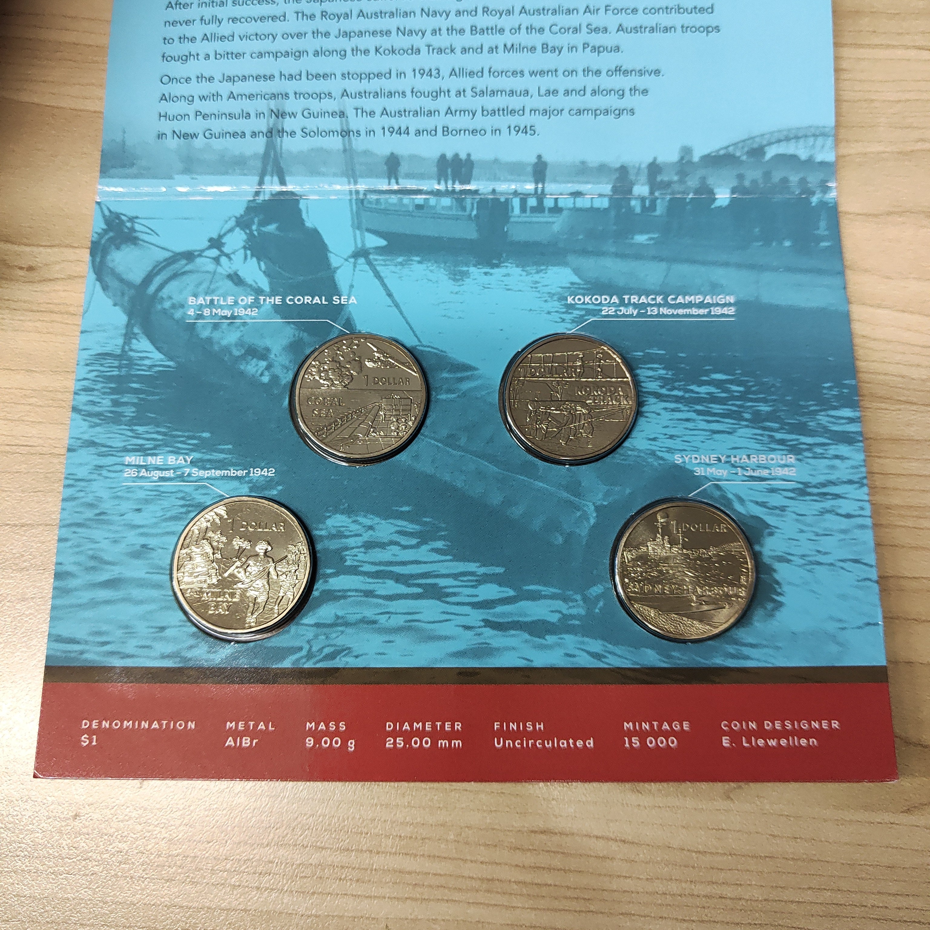Australia 2017 Royal Australian Mint $1 A War Close To Home Uncirculated Four Coin Set - Image 2