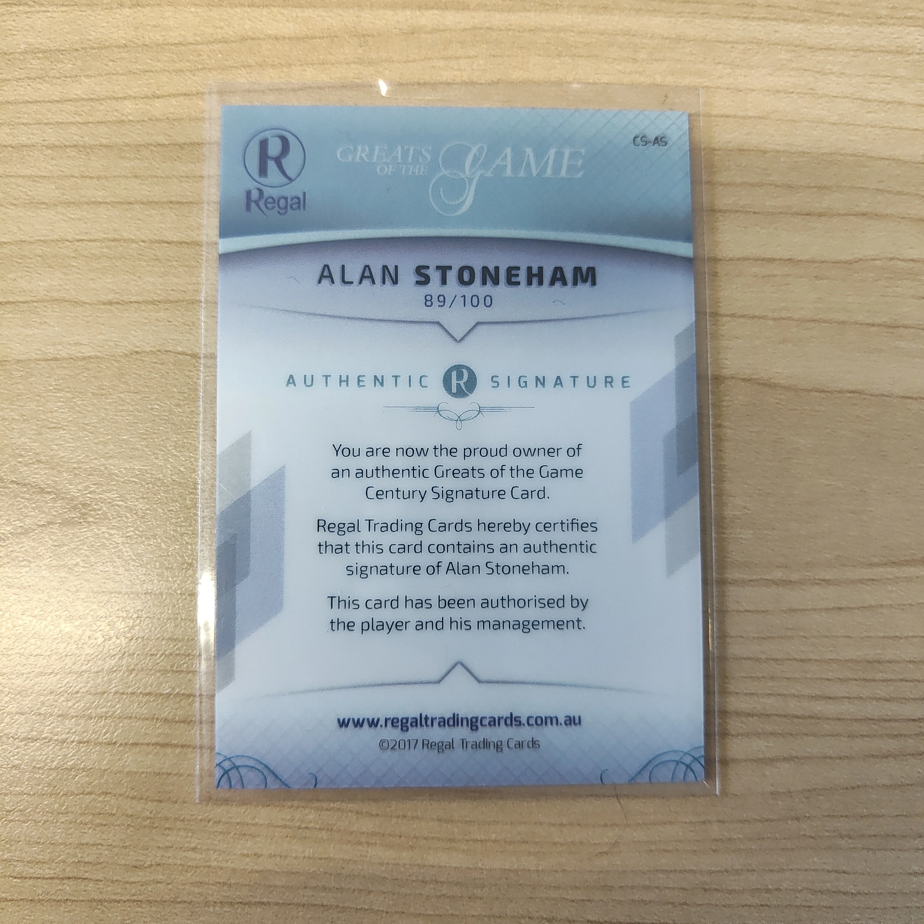 2017 Regal Greats of the Game Silver Century Signature Alan Stoneham Footscray Western Bulldogs No.89/100 - Image 2