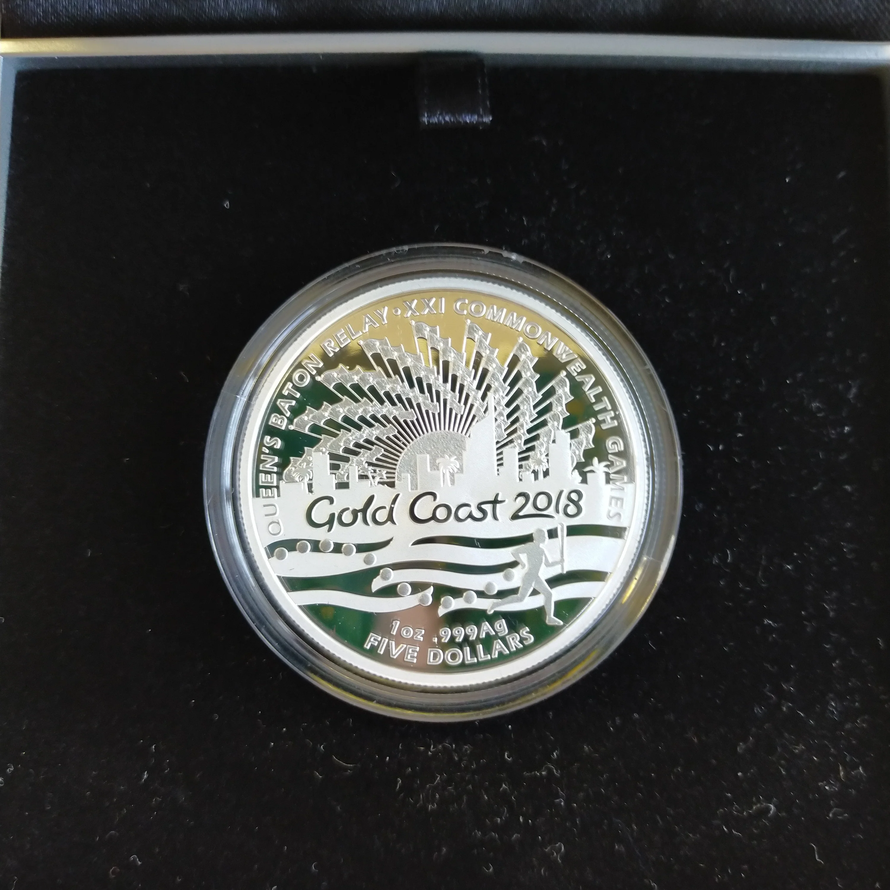 2017 Royal Australian Mint $5 Commonwealth Games Gold Coast Queen's Baton Relay 1oz .999 Proof Silver Coin - Image 2