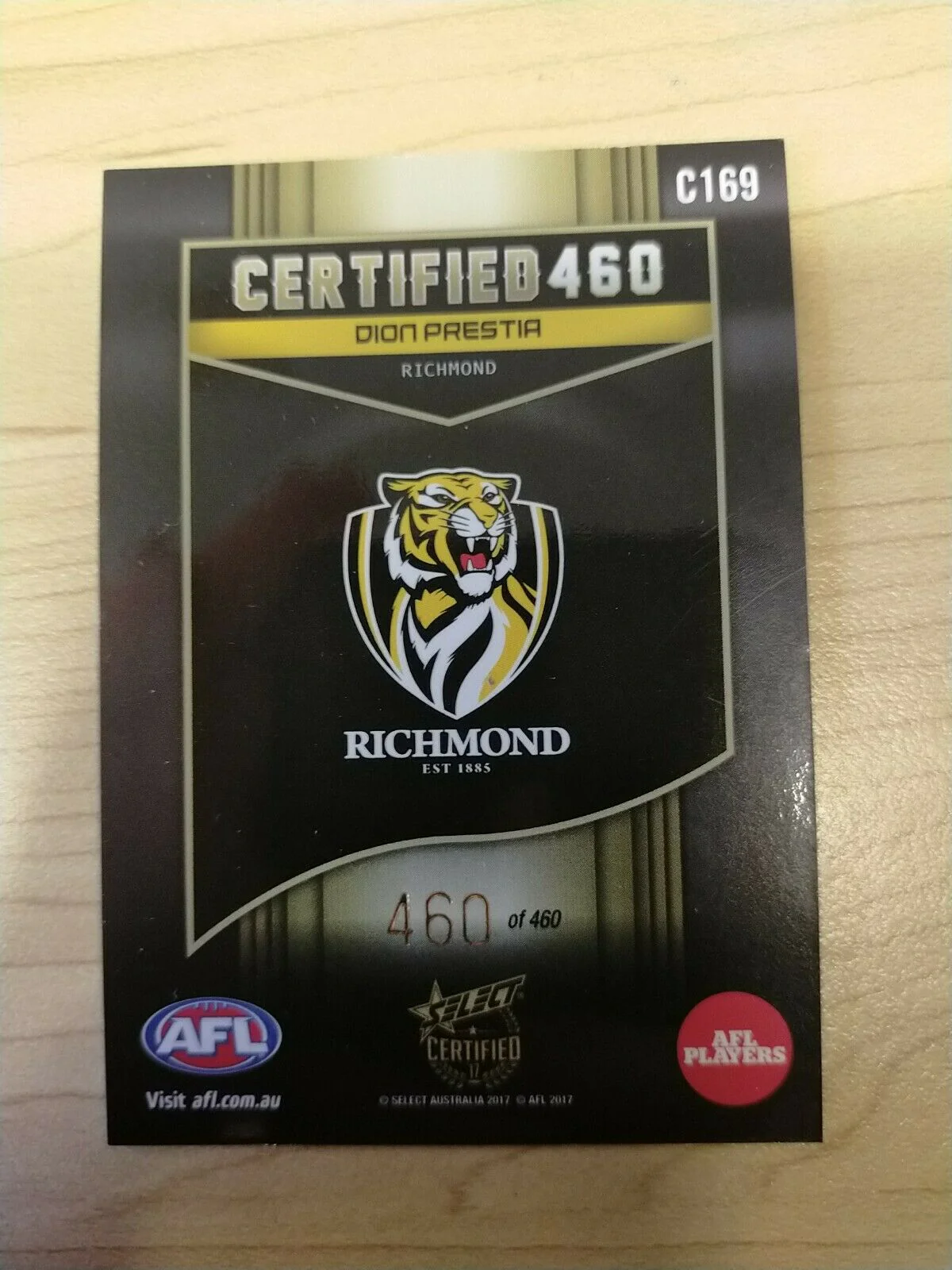 2017 Select Certified 460 Dion Prestia Richmond No.460/460 - Image 2