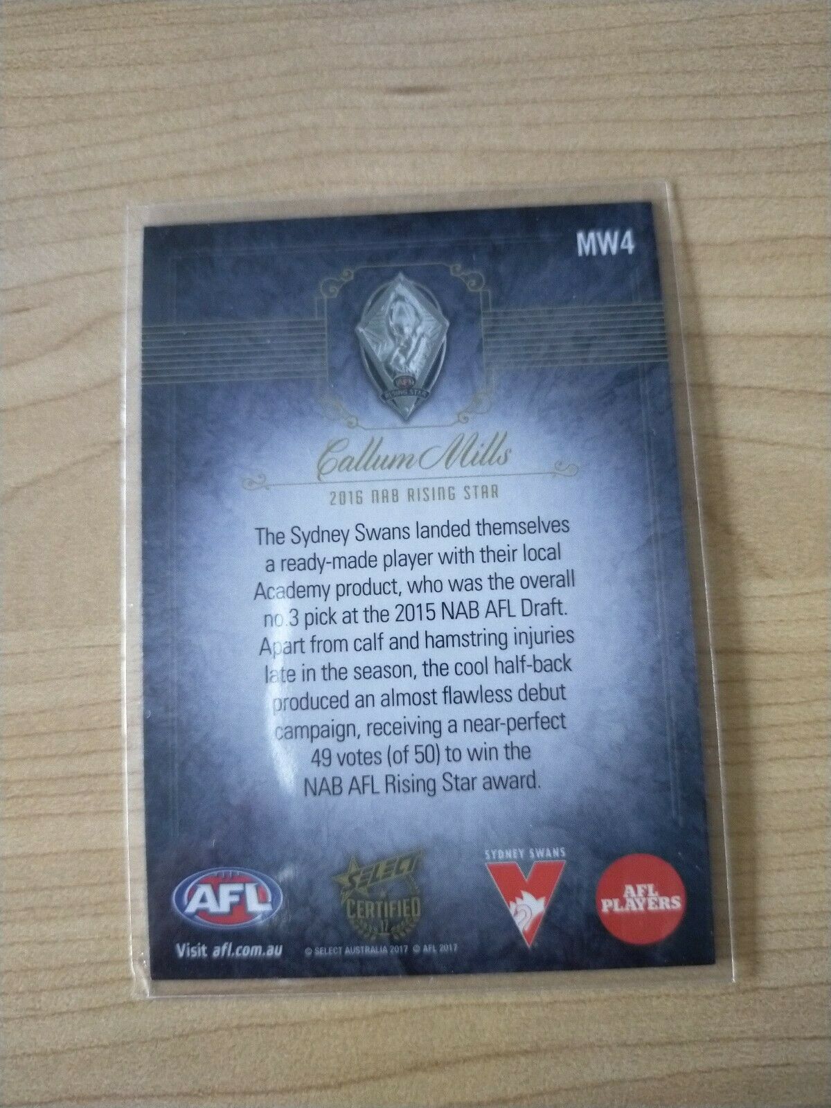 2017 Select Certified Medal Winners Callum Mills NAB Rising Star - Image 2