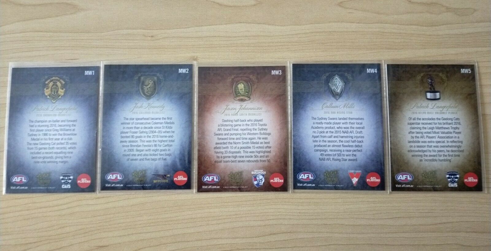 2017 Select Certified Series Medal Winners Complete Set Of 5 Cards - Image 2