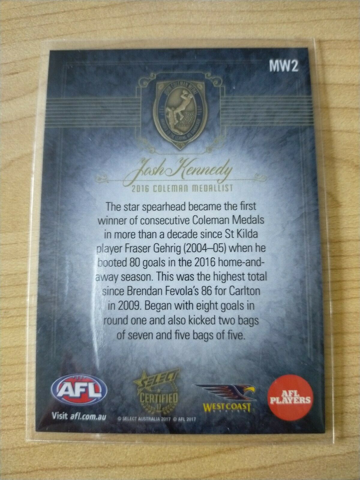 2017 Select Certified Series Medal Winners Josh Kennedy Coleman Medallist - Image 2