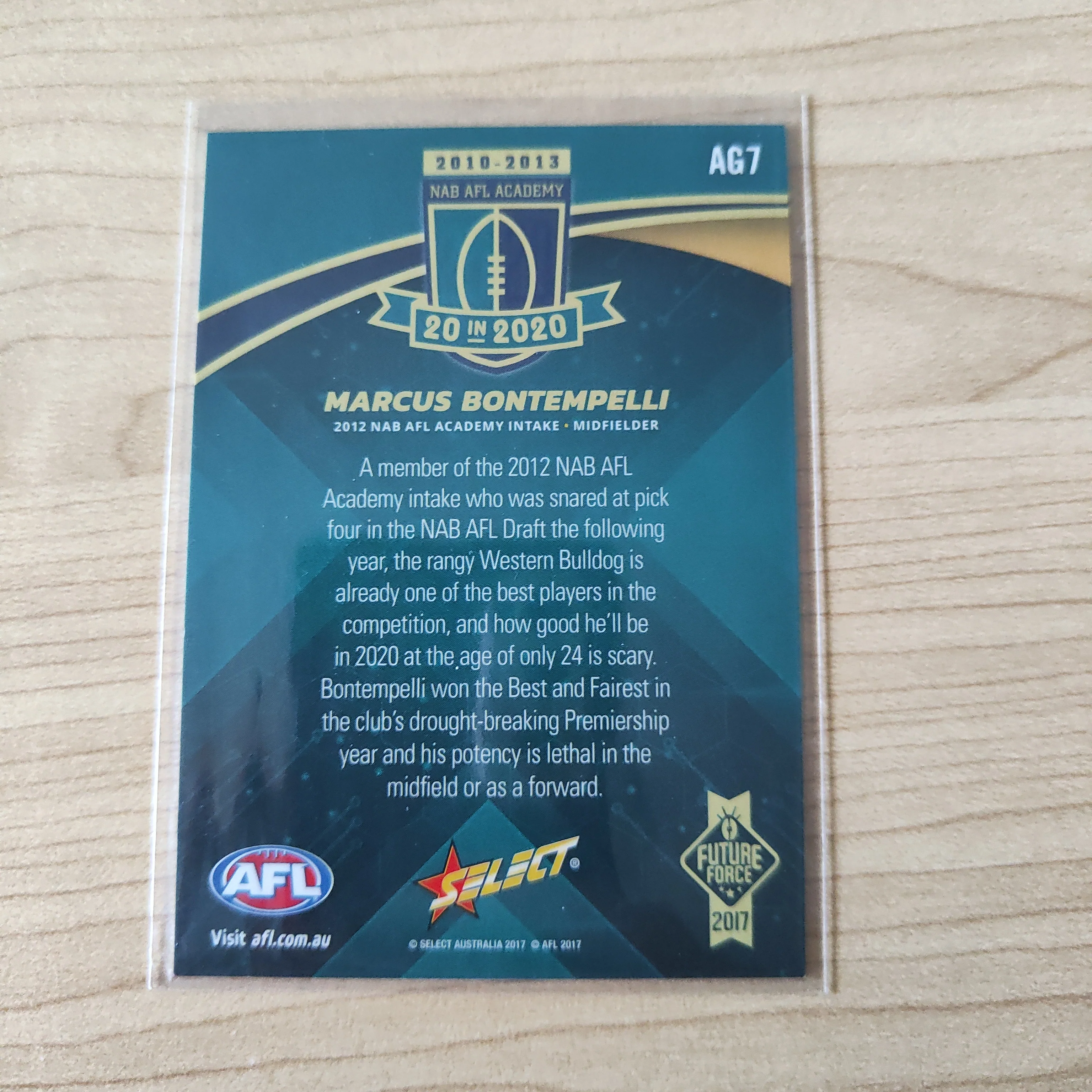 2017 Select Future Force 20 in 2020 Marcus Bontempelli Western Bulldogs LOW NUMBER No.004/275 - Image 2