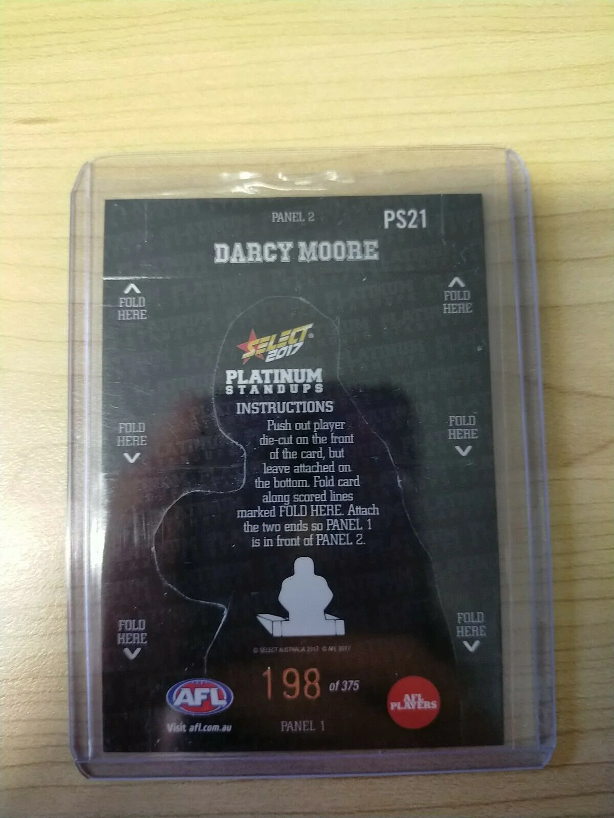 2017 Select Platinum Standups Darcy Moore Collingwood No.198/375 - Image 2