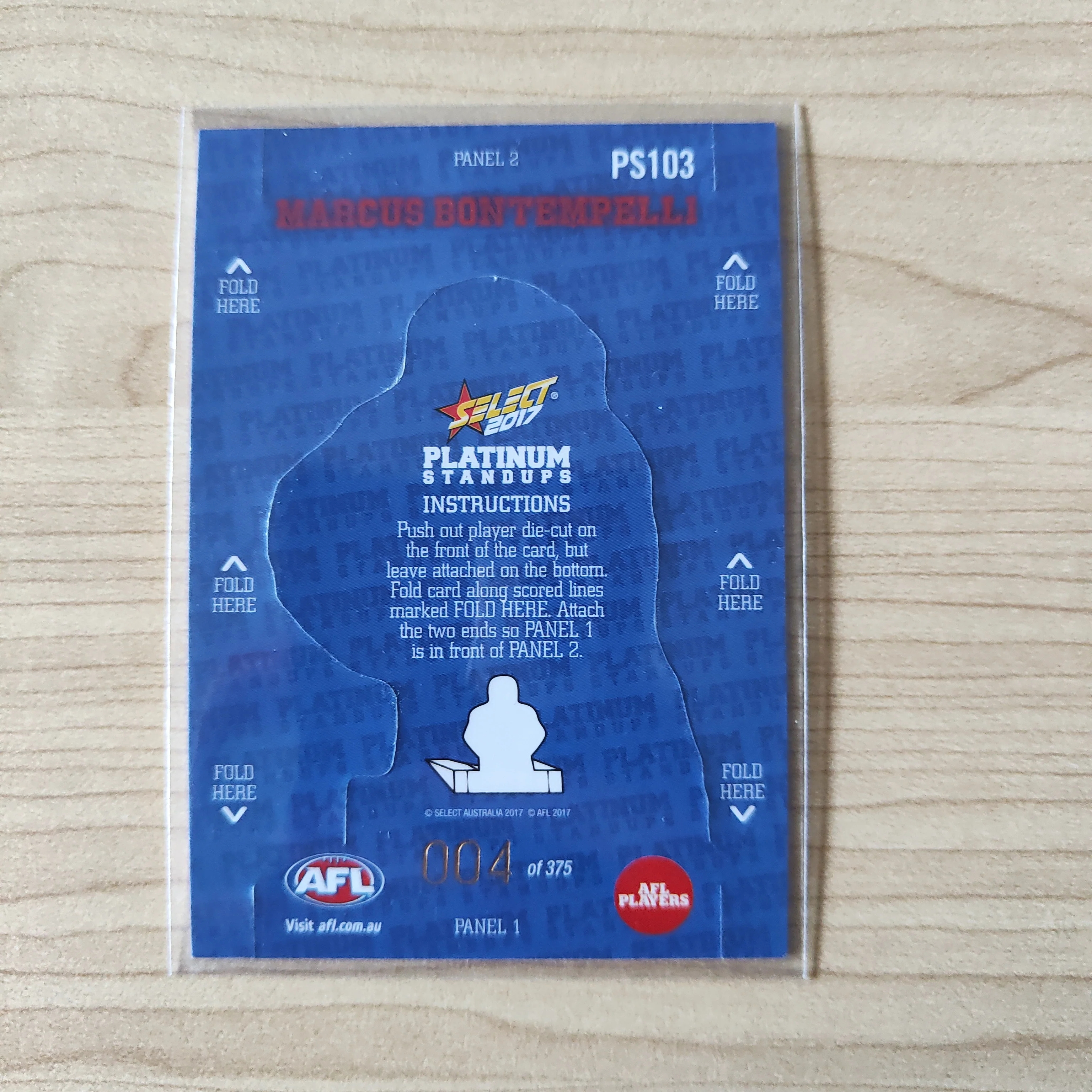 2017 Select Platinum Standups Marcus Bontempelli Western Bulldogs LOW NUMBER No.004/375 - Image 2