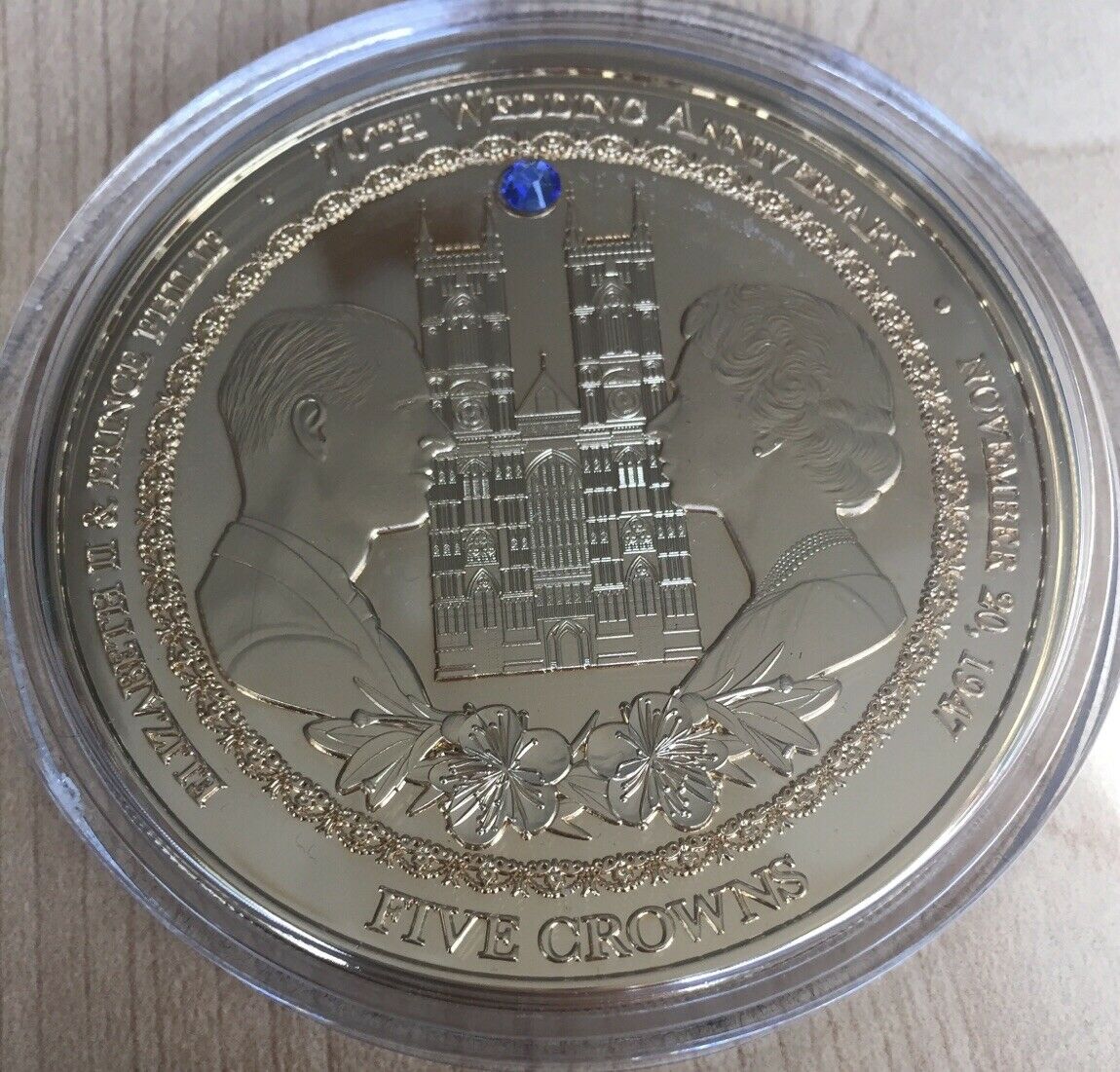 Tristan Da Cuhna 2017 5 Crowns Queen Elizabeth & Prince Philip Anniversary Proof Coin - Image 2
