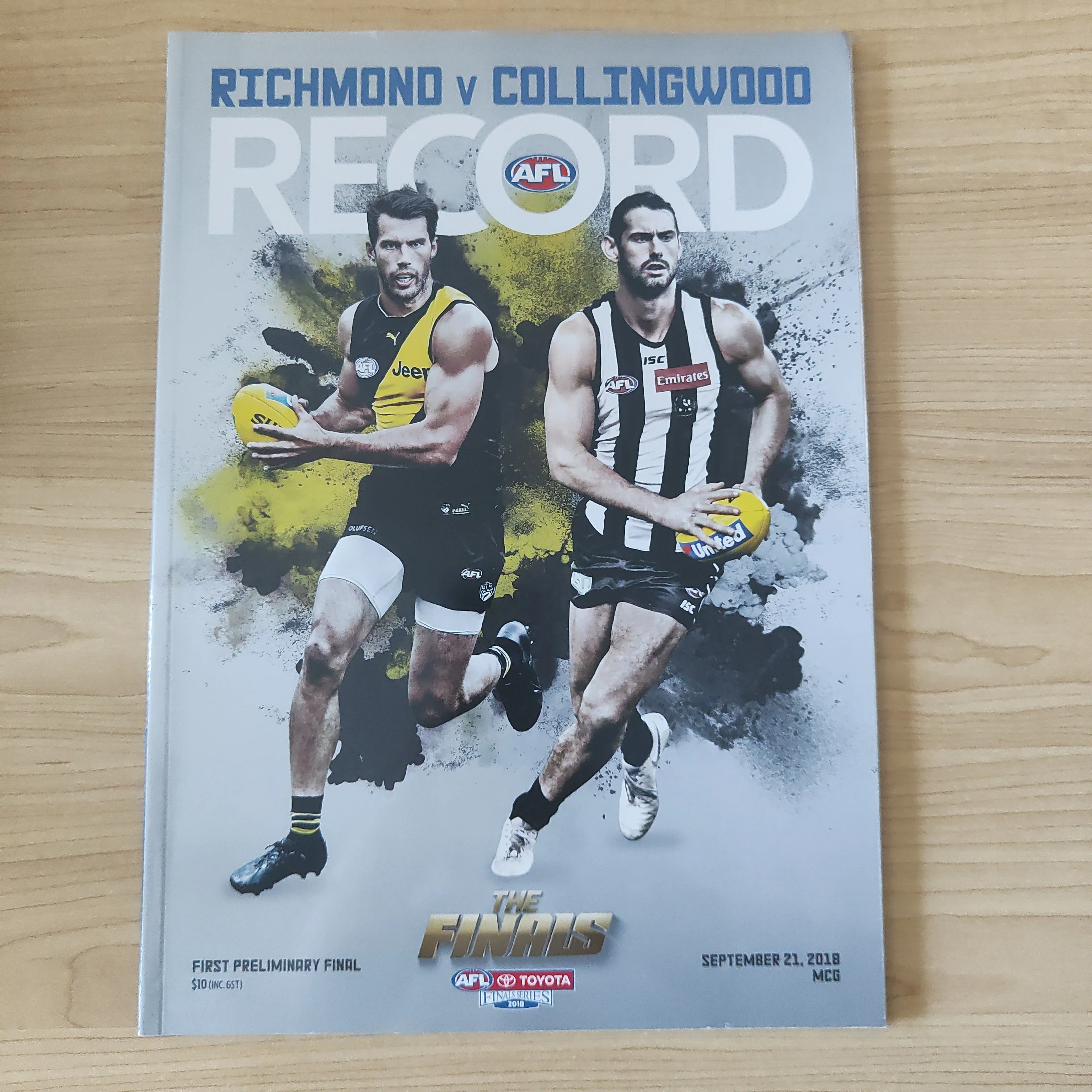 2018 Sept 21 1st Preliminary Final AFL Football Record Richmond v Collingwood