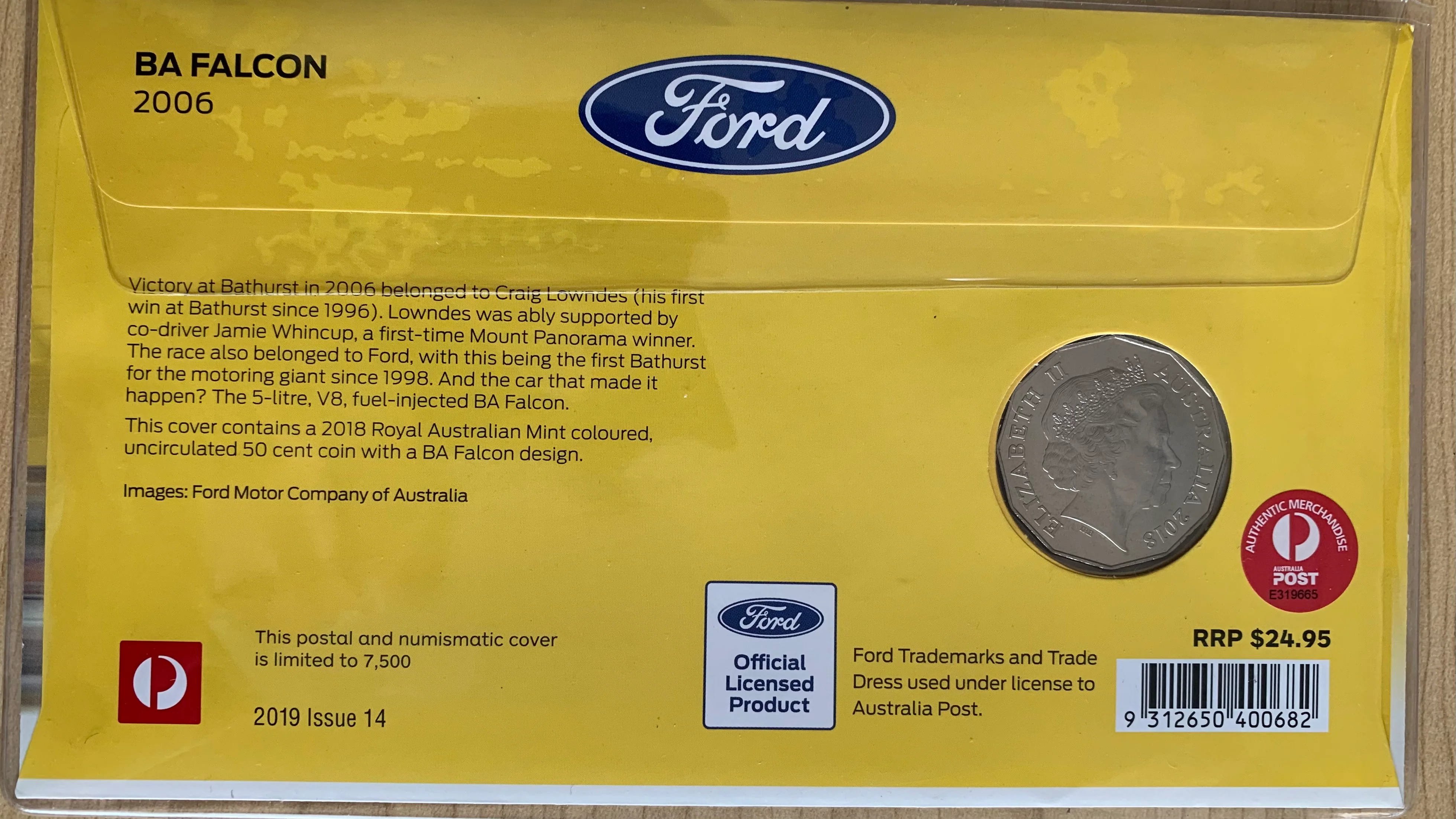 Australia 2018 50c Coloured BA Ford Falcon car 2006 PNC Uncirculated - Image 2