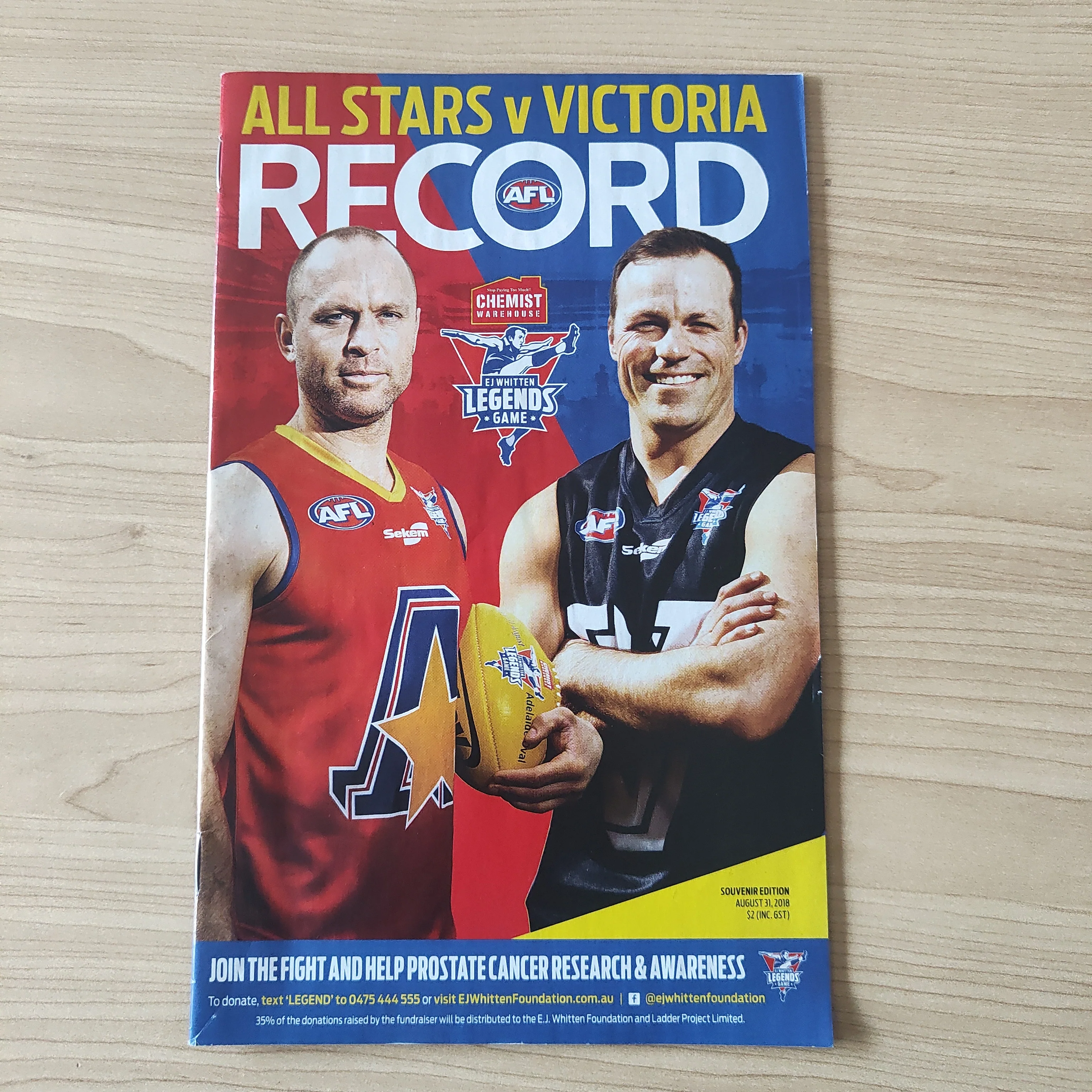 2018 AFL E. J. Whitten Legends Game Football Record All Stars v Victoria