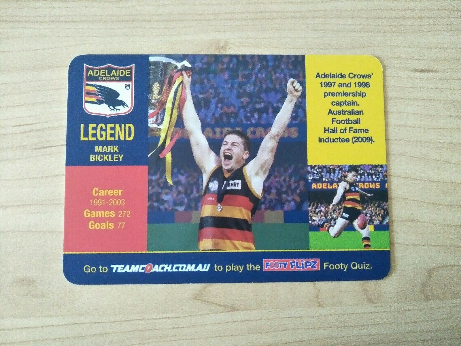 2018 AFL Teamcoach Footy Flipz Card Adelaide Eddie Betts/Mark Bickley - Image 2