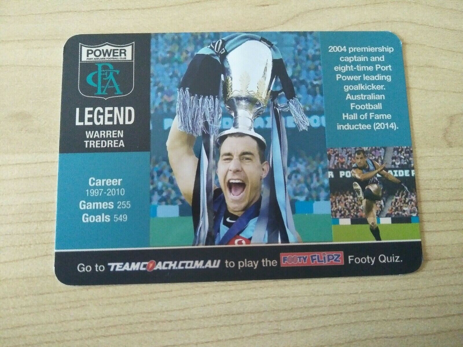 2018 AFL Teamcoach Footy Flipz Card Port Adelaide Robbie Gray/Warren Tredrea - Image 2