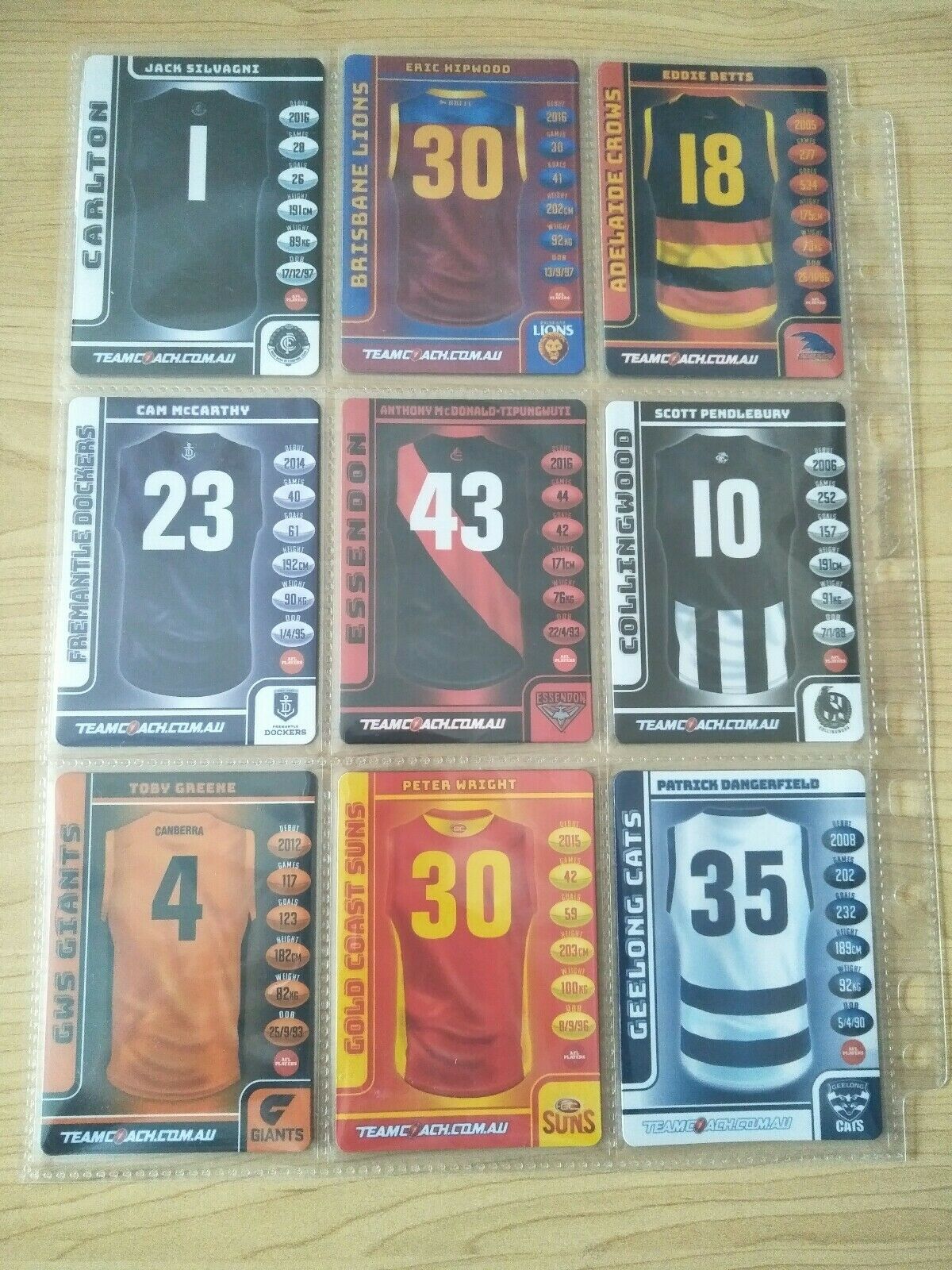 2018 AFL Teamcoach Footy Flix Complete Set Of 18 Cards - Image 2