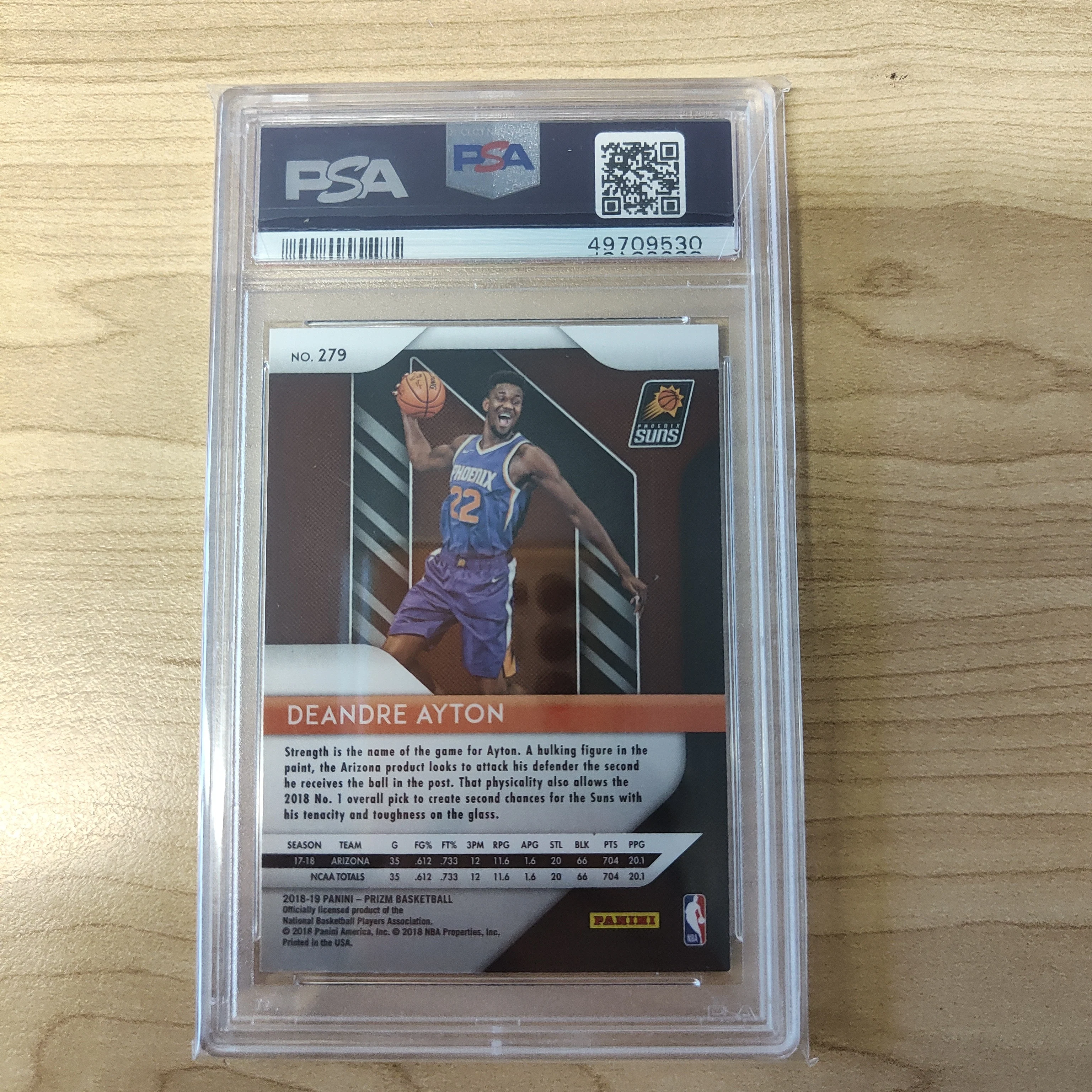 2018 NBA Basketball Panini Prizm DeAndre Ayton PSA Graded Mint 9 - Image 2