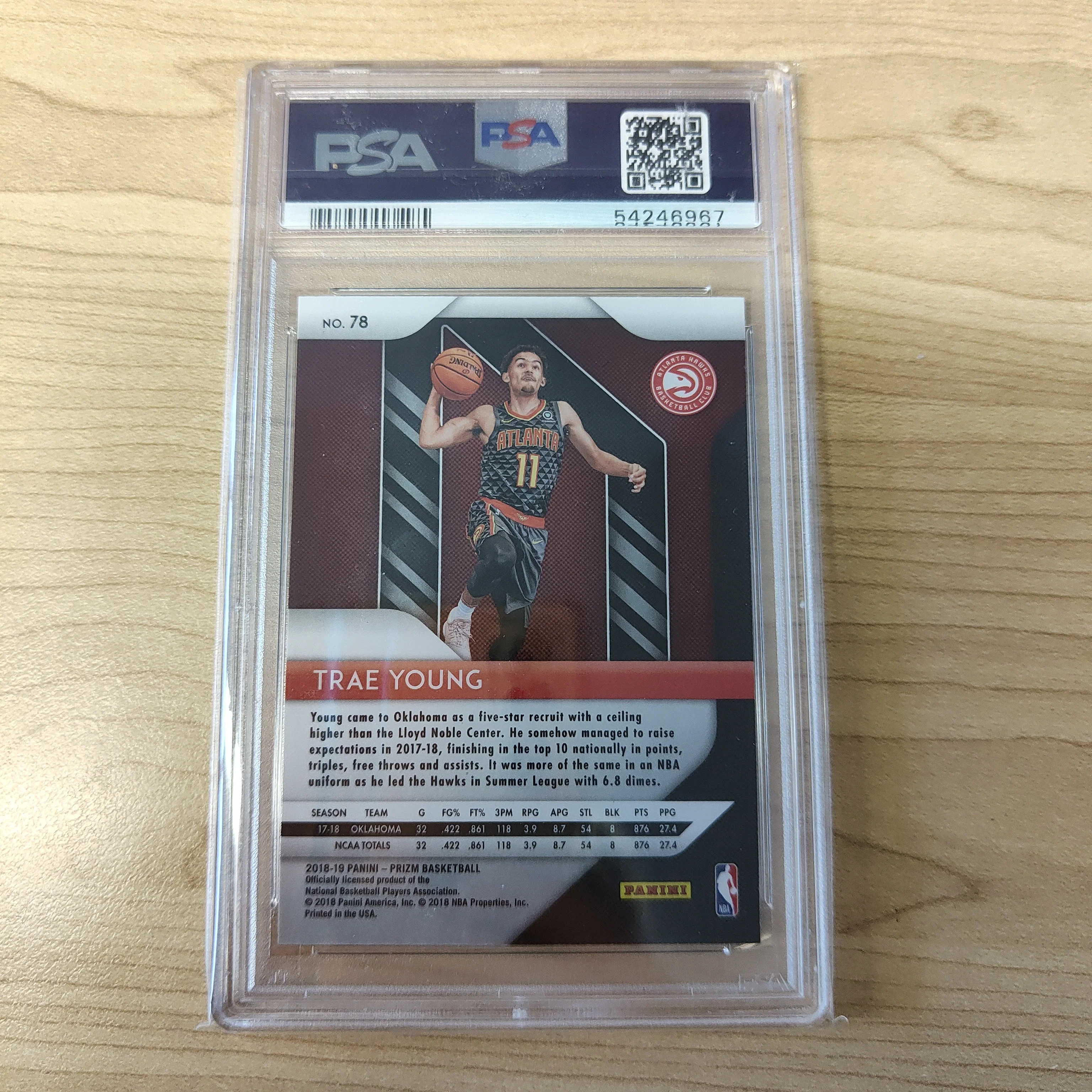 2018 NBA Basketball Panini Prizm Trae Young PSA Graded Mint 9 - Image 2