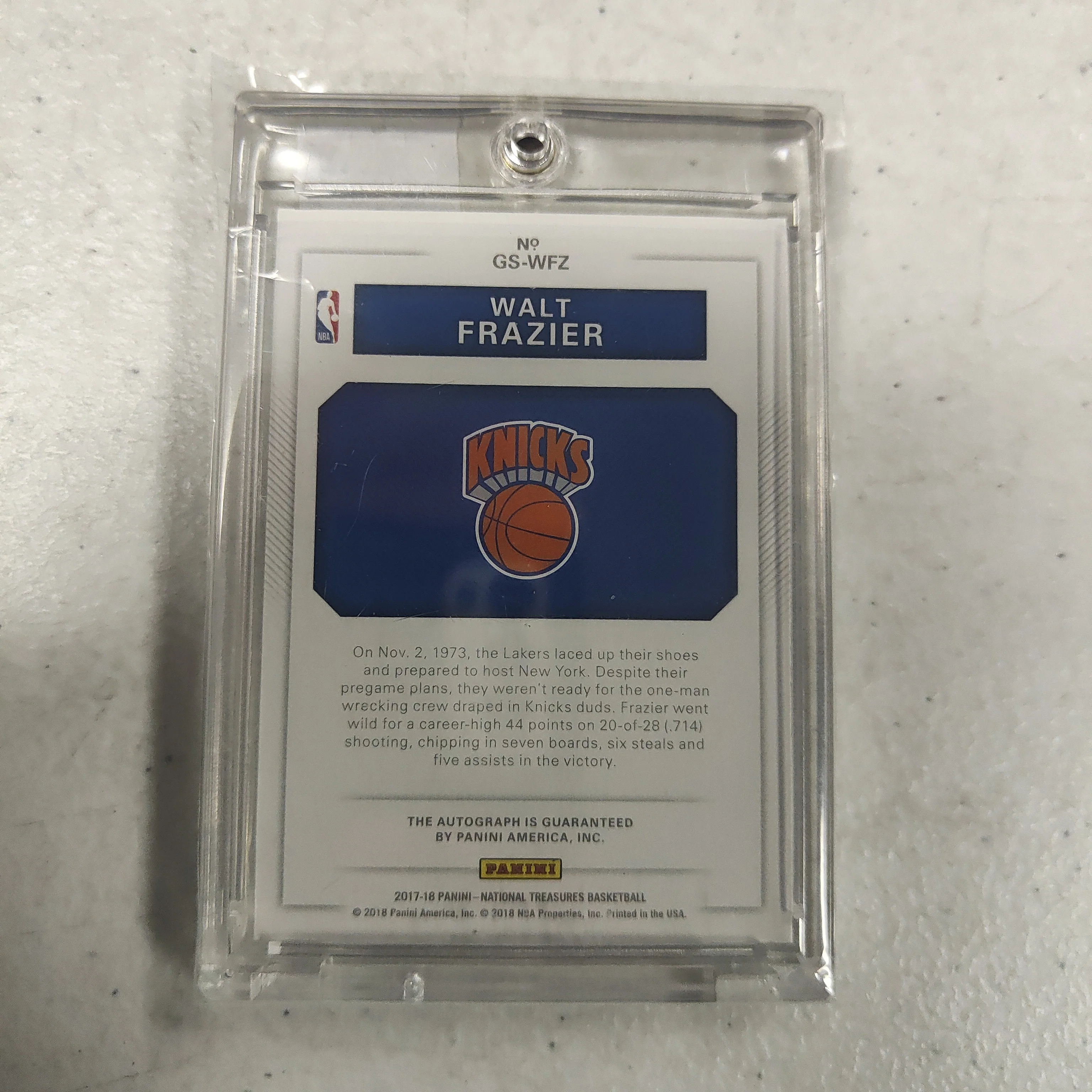 2018 Panini NBA Greats National Treasures Signature Walt Frazier New York Knicks 26/49 - Image 2
