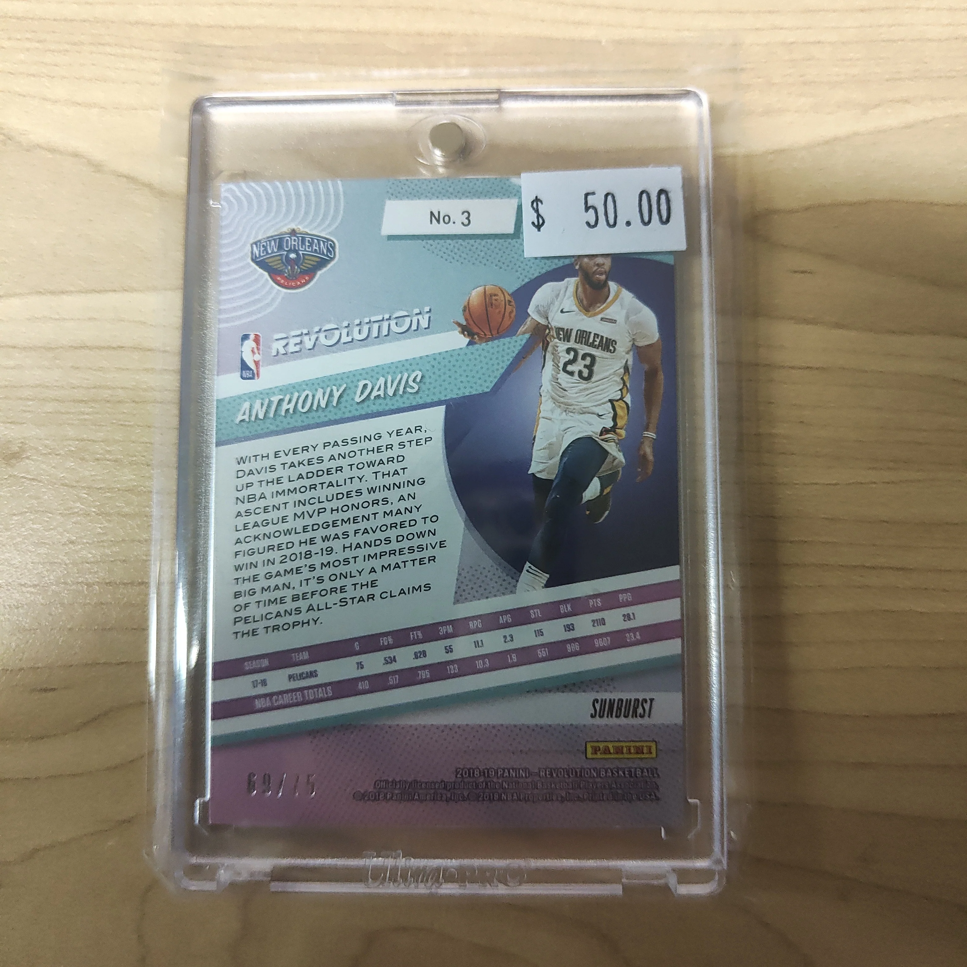 2018 Panini Revolution Sunburst Anthony Davis NBA Basketball Card 69/75 - Image 2